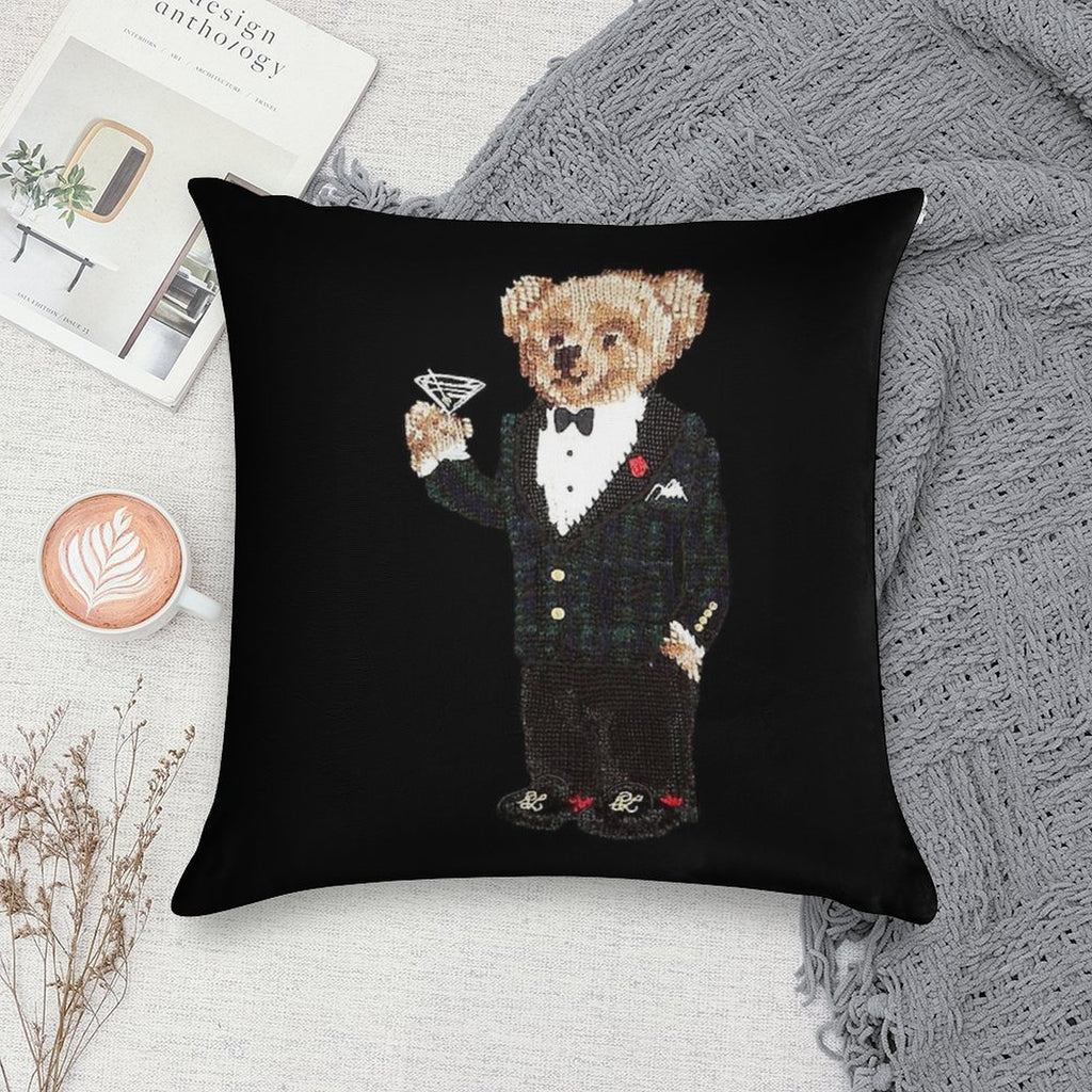 Gentleman Bear Soft Decorative Cover Throw Pillow