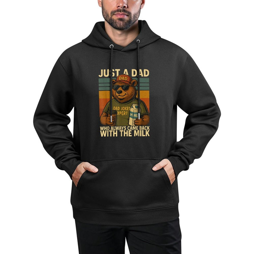 Just A Dad Who Always Came Back With The Milk, Father's Day Cotton-Polyester Blend Hoodie