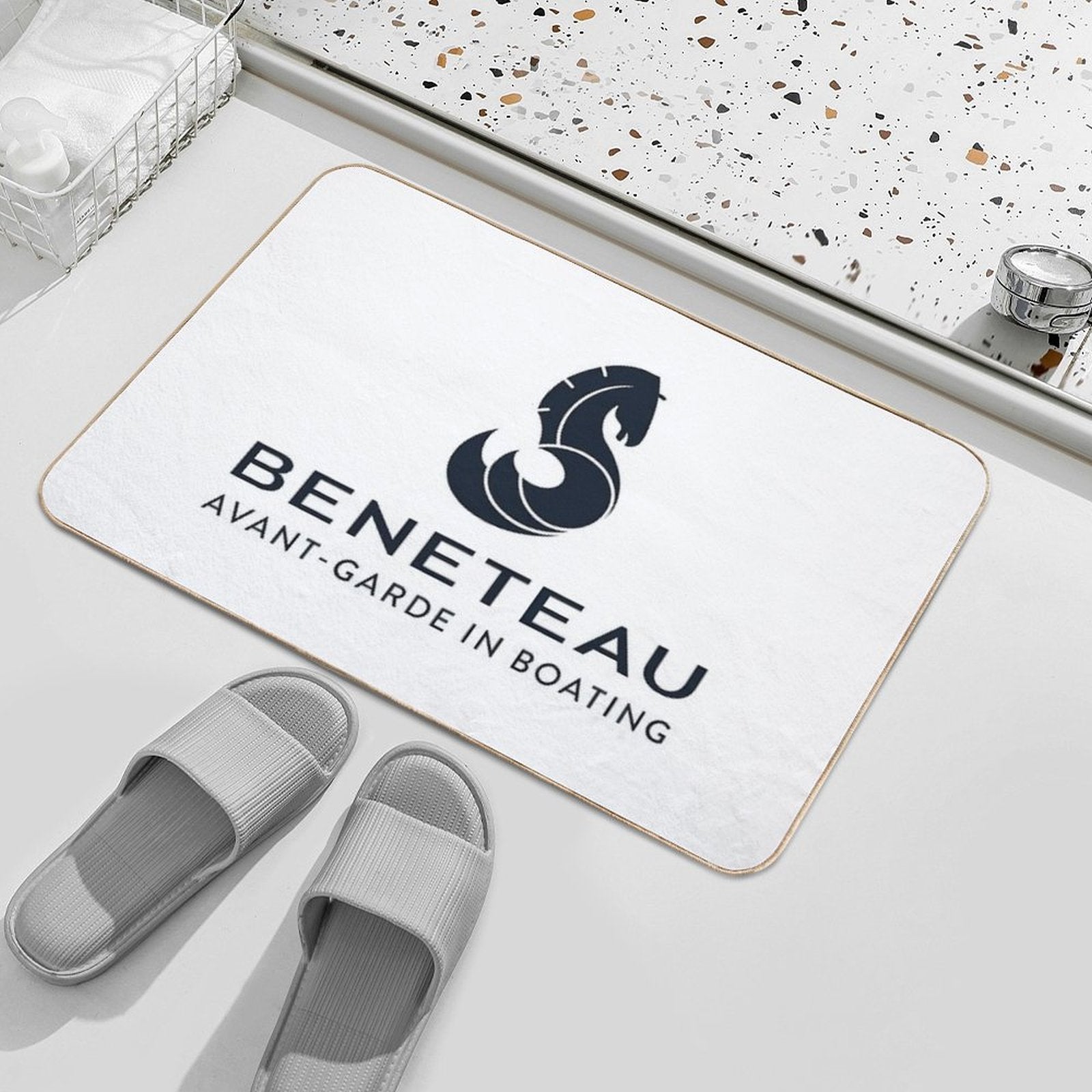 Beneteau Yachts Logo Fishing Boats  Repositionable Bath Mat