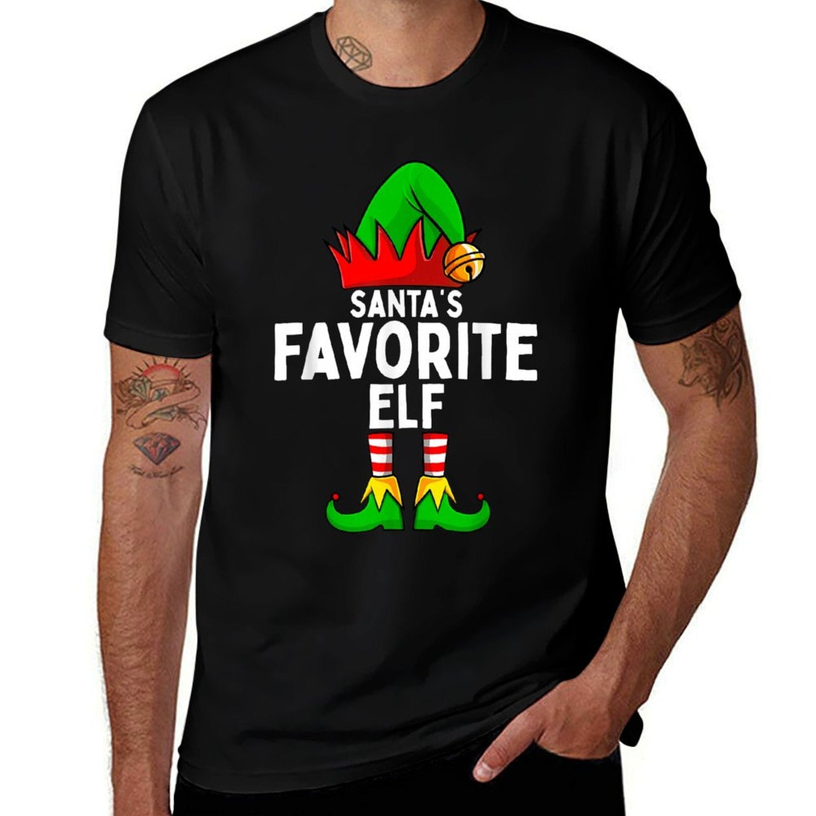 Santas Favorite Elf Matching Family Christmas  Durable T-Shirt