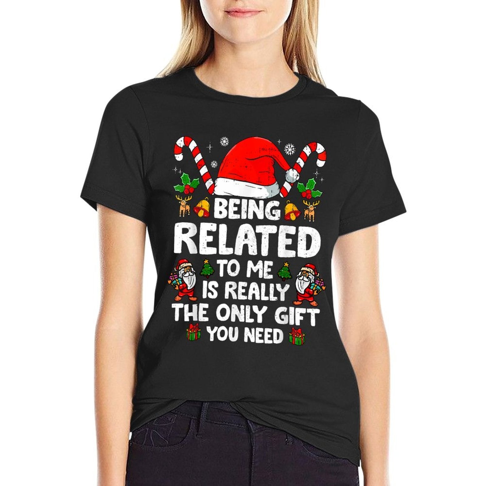 Being Related To Me Funny Christmas Family Xmas Pajamas  Quick-drying T-Shirt