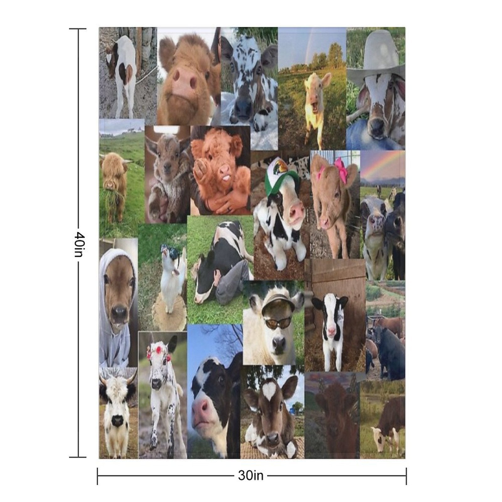 Cows Aesthetic Collage Velvety-soft Throw Blanket