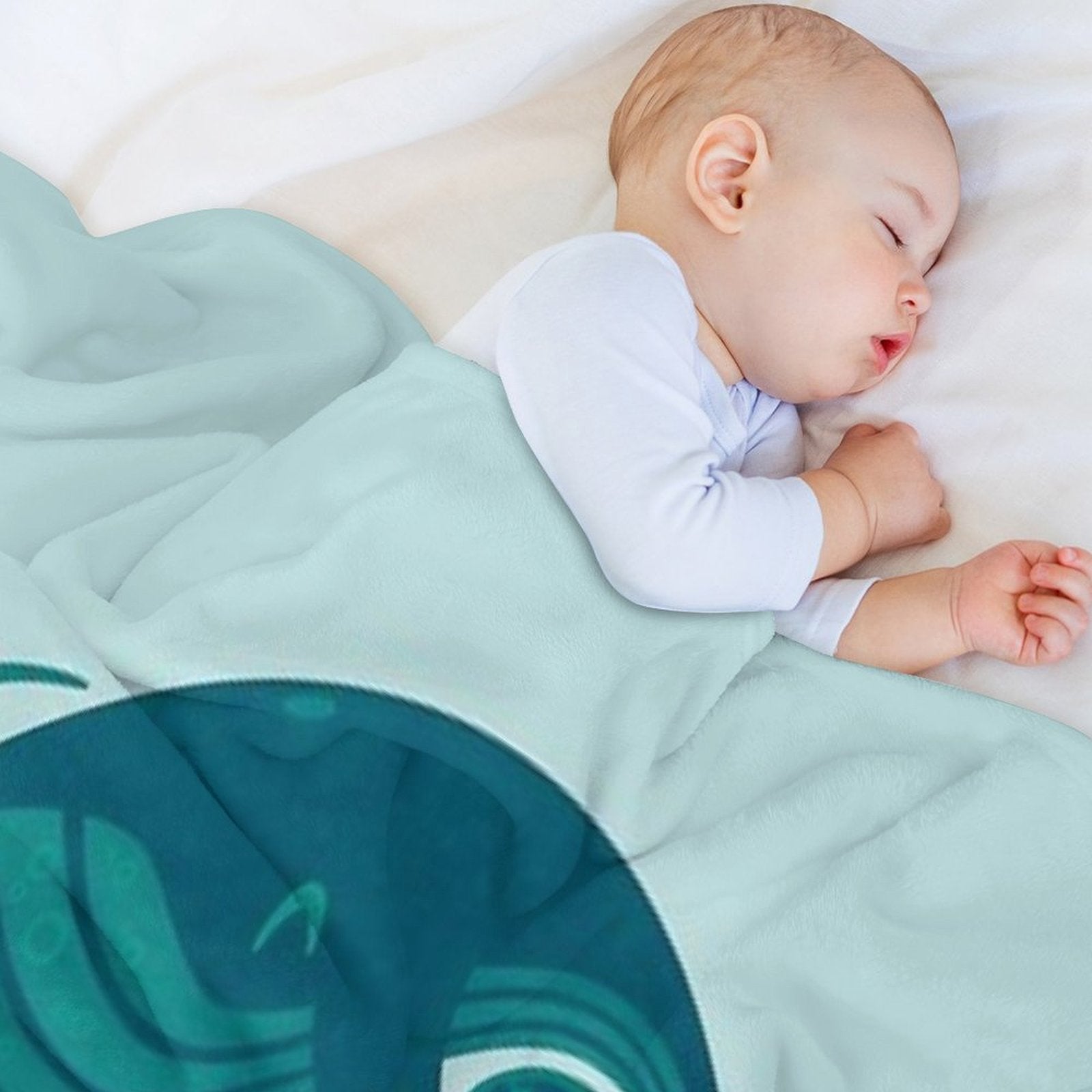 Aquatic Rainbow (light Blue) Easy Care Throw Blanket