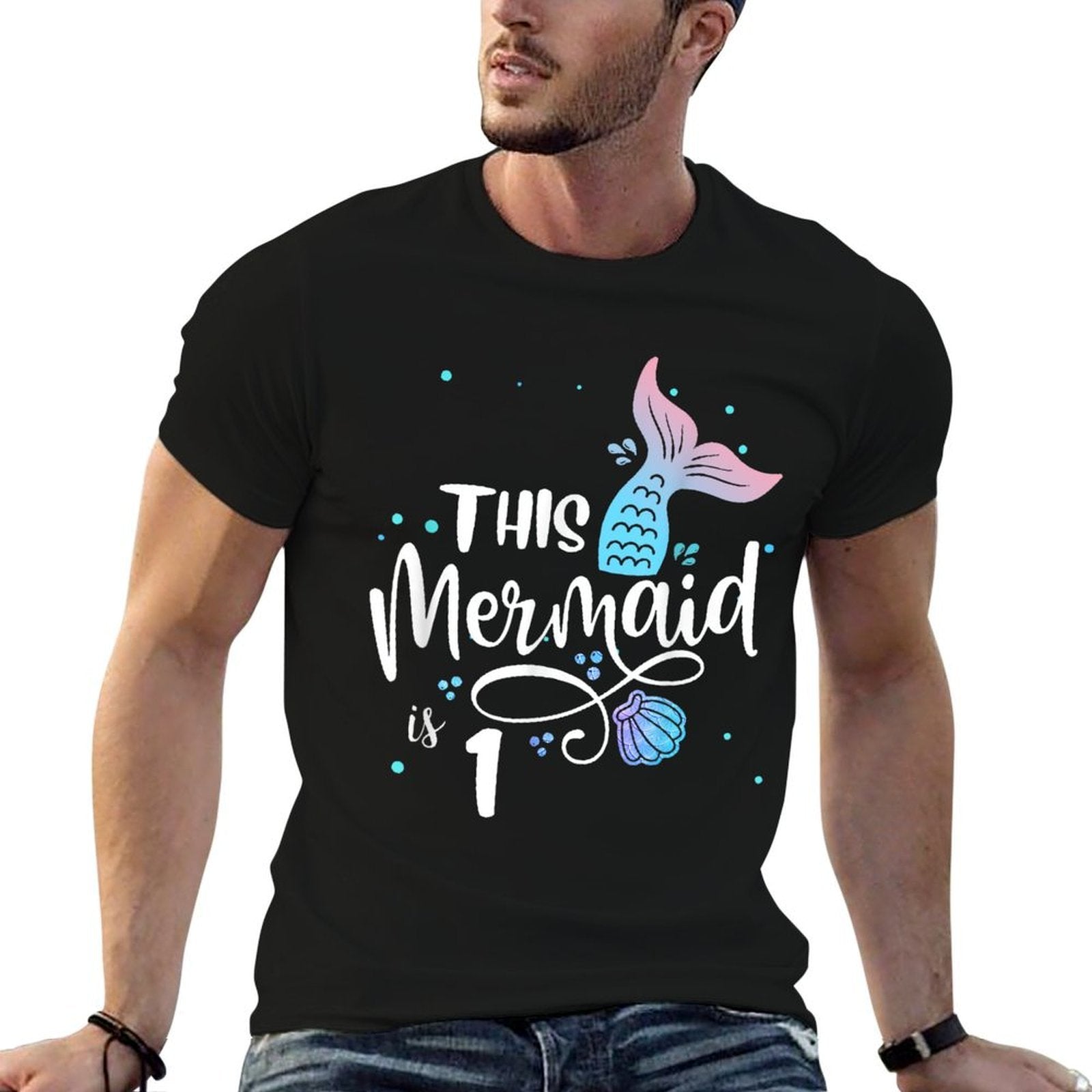 This Mermaid Is 1 Years Old 1st Birthday Mermaid Girl  Summer-ready Fabric T-Shirt