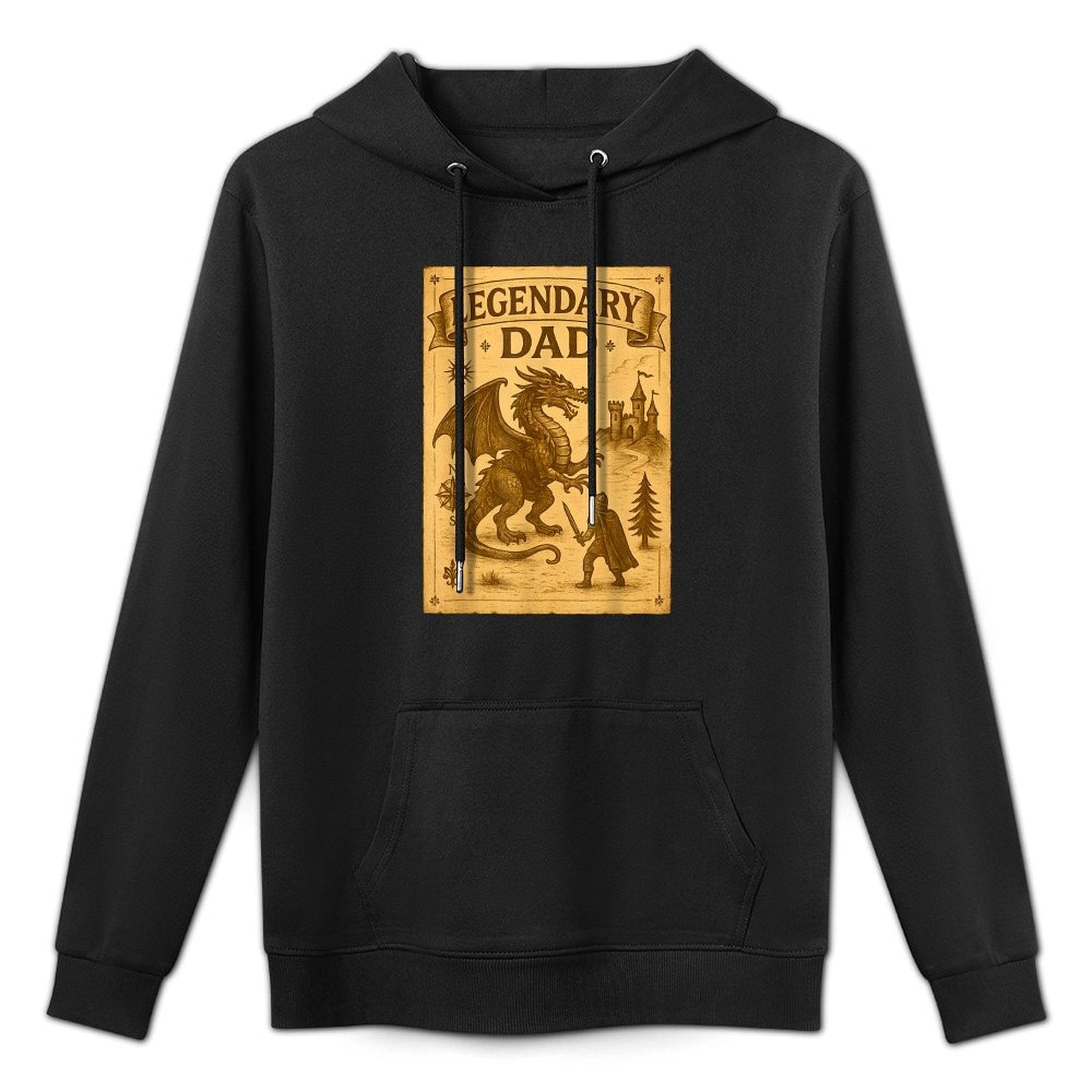 Legendary Dad Fathers Day Vintage Medieval Fantasy Dragon Pilling-Resistant Hoodie