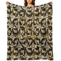 Retro Tile Pattern Brown Shades with Little White, Silver And Beige All-season Throw Blanket