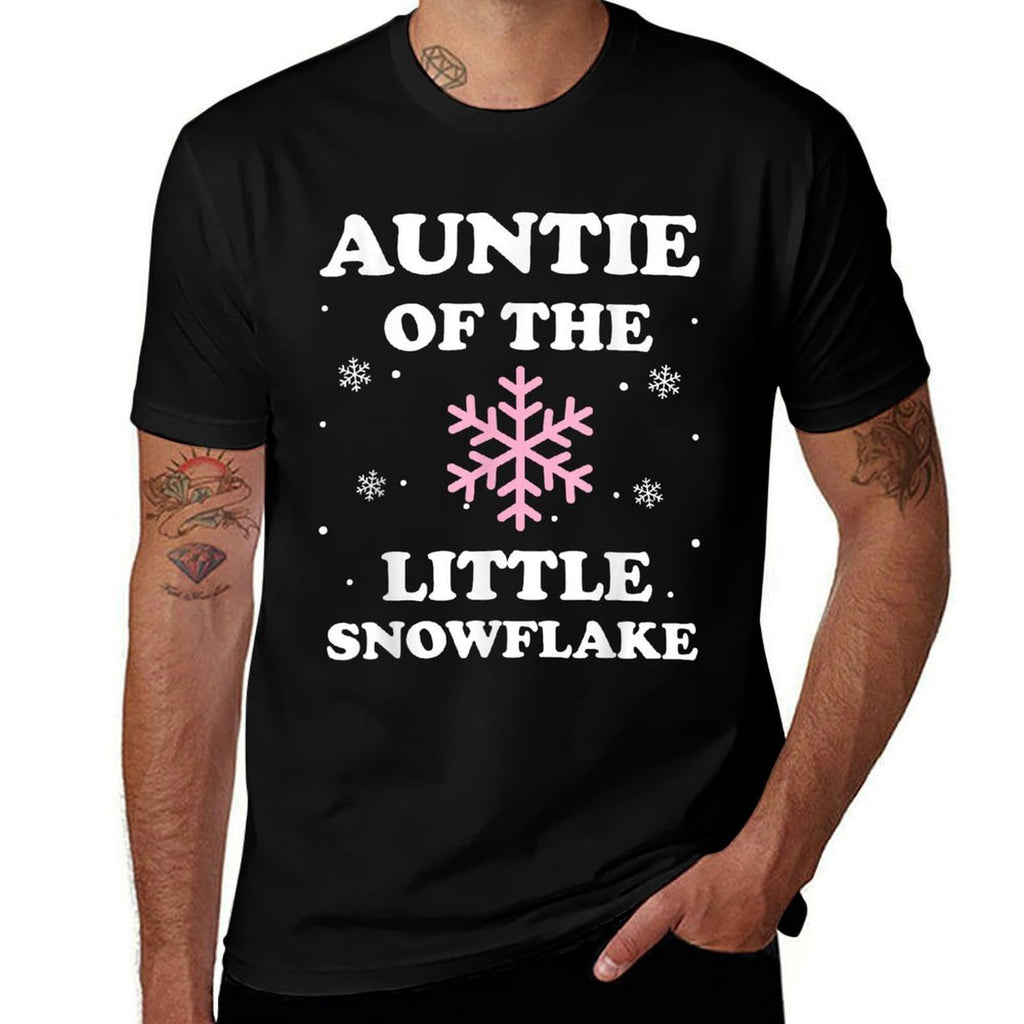 Auntie of The Little Snowflake Christmas Baby Shower Girl  High-quality Stitching T-Shirt