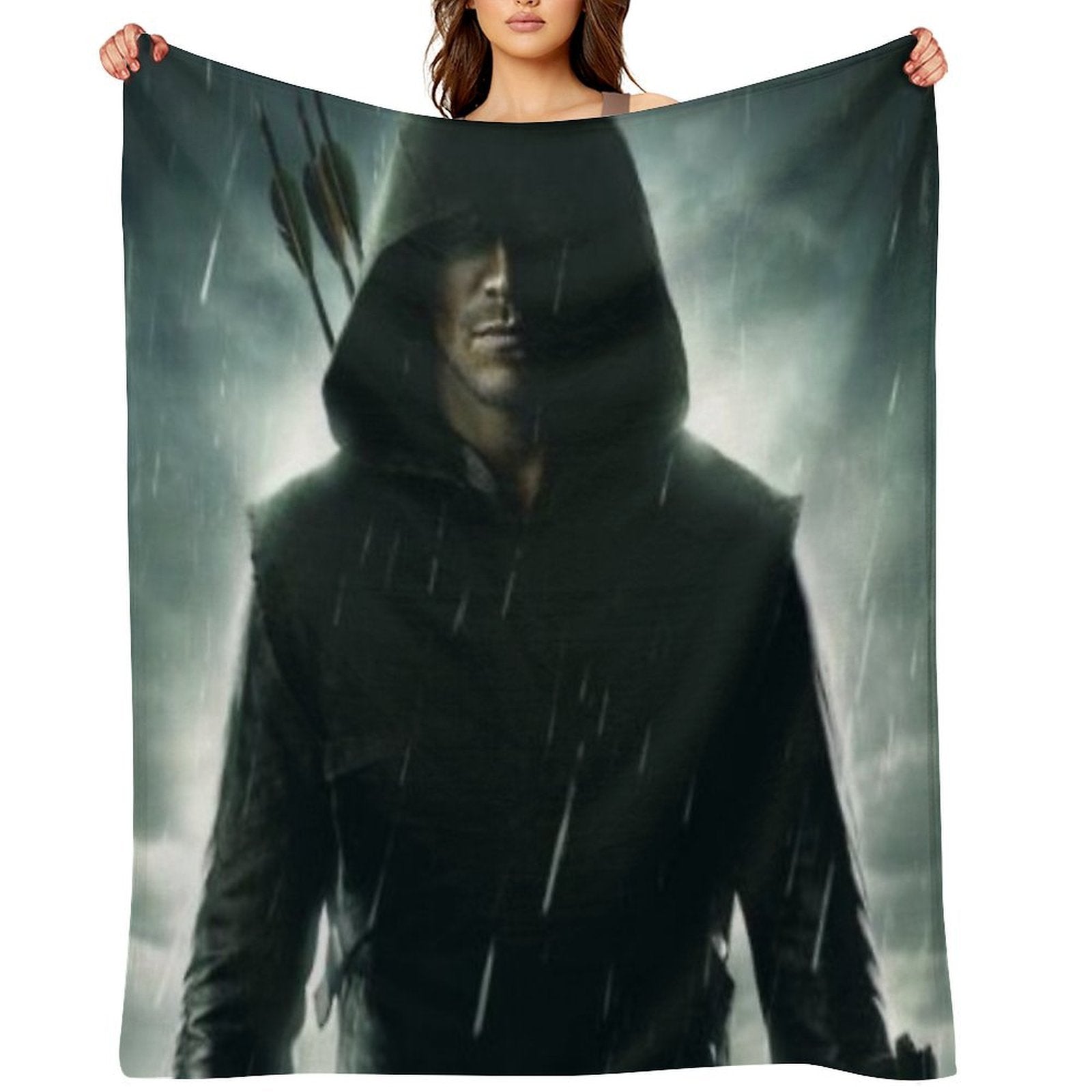 Oliver Queen The Green Arrow Poster Sustainable Throw Blanket