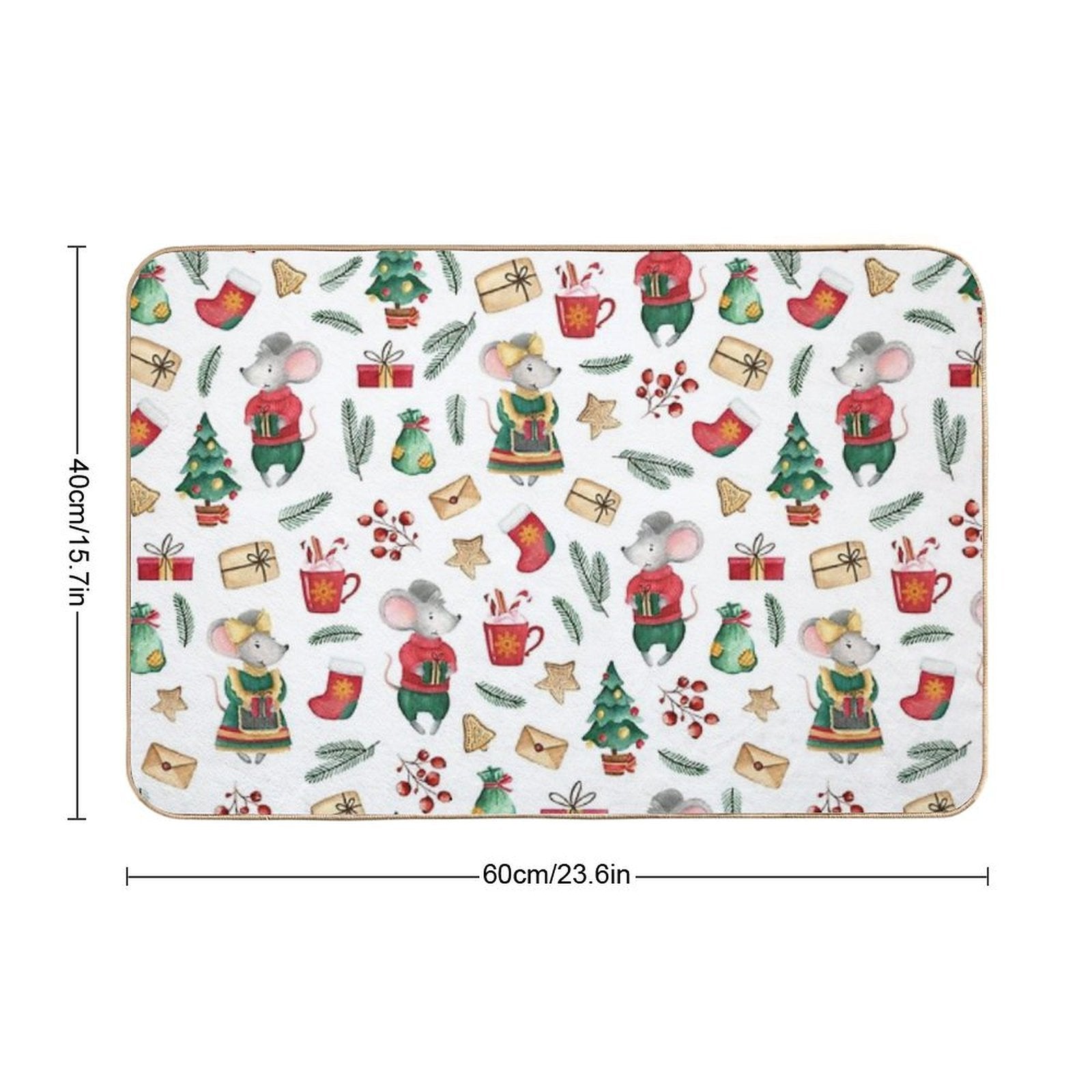 Cute Mice. Watercolor  Toxin-Free Bath Mat