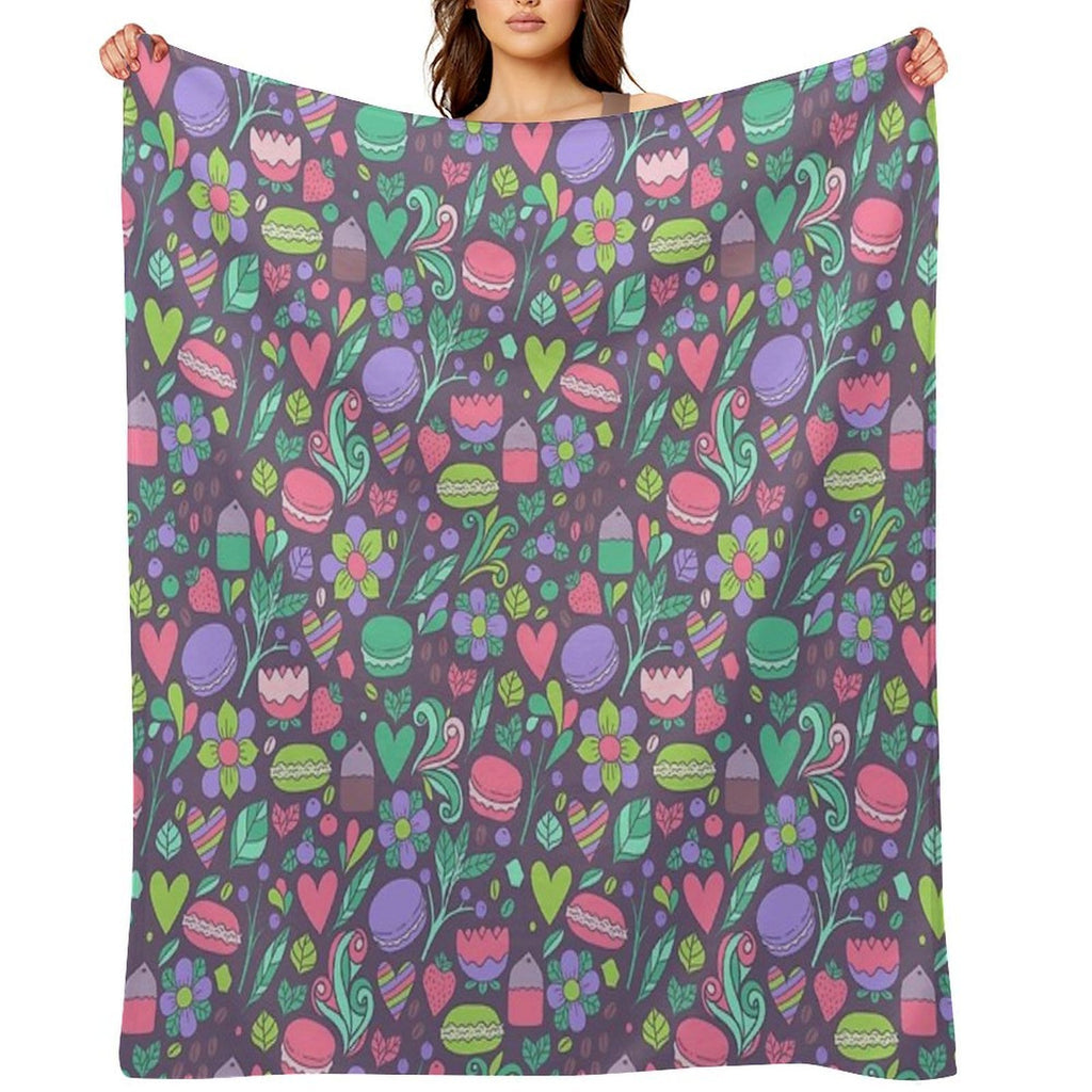 Macarons And Flowers Sustainable Throw Blanket