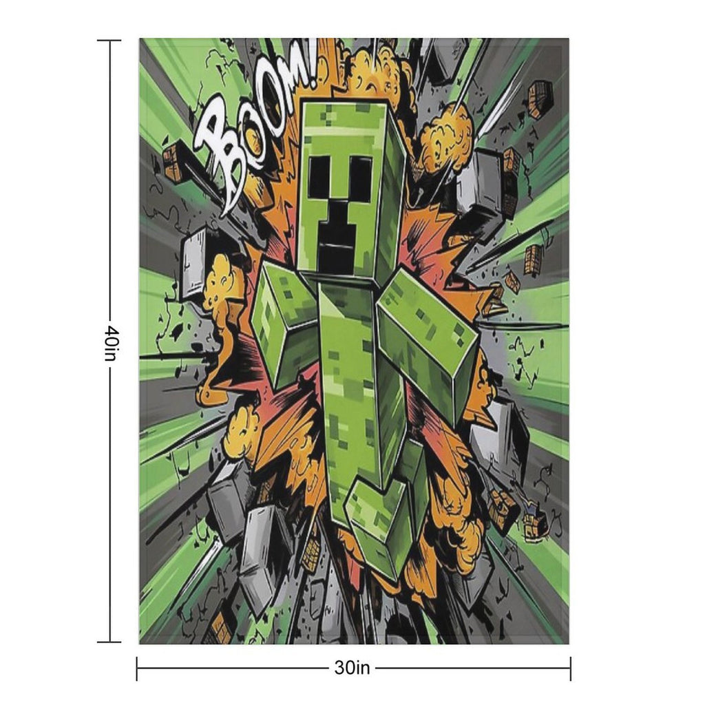 Creeper Explosion Sustainable Throw Blanket