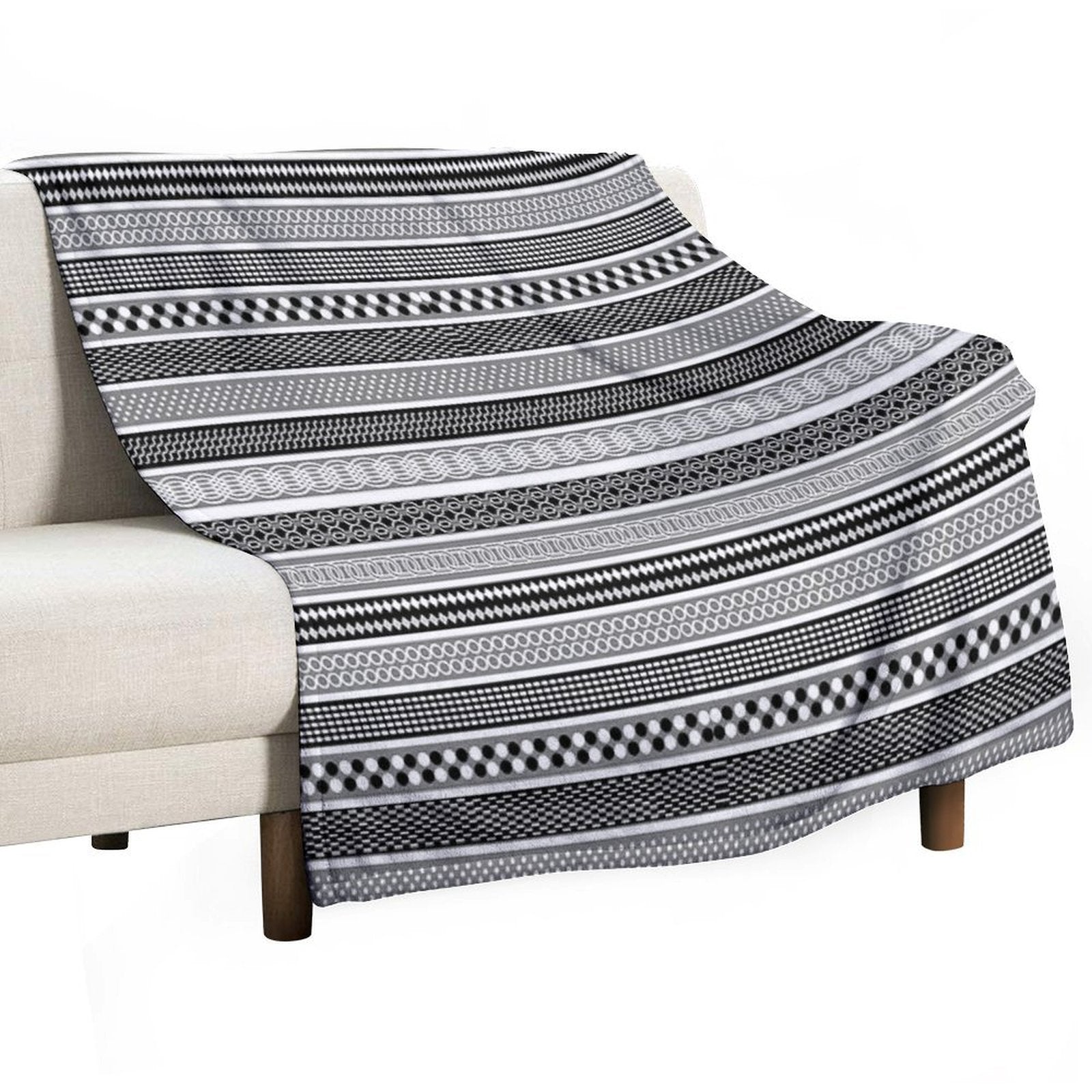 Grey And Black Stripped Pattern Travel-friendly Throw Blanket