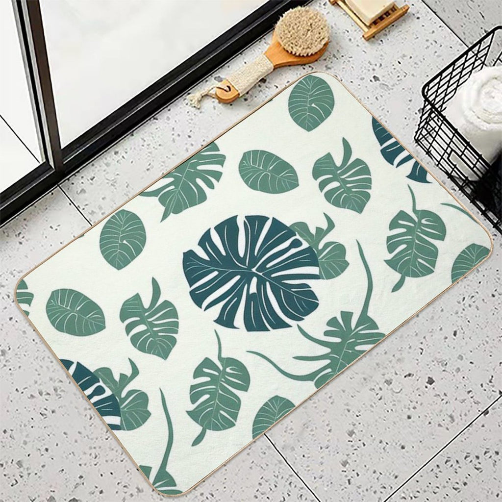Abstract Monstera Leaf Pattern  Eco-Friendly Bath Mat