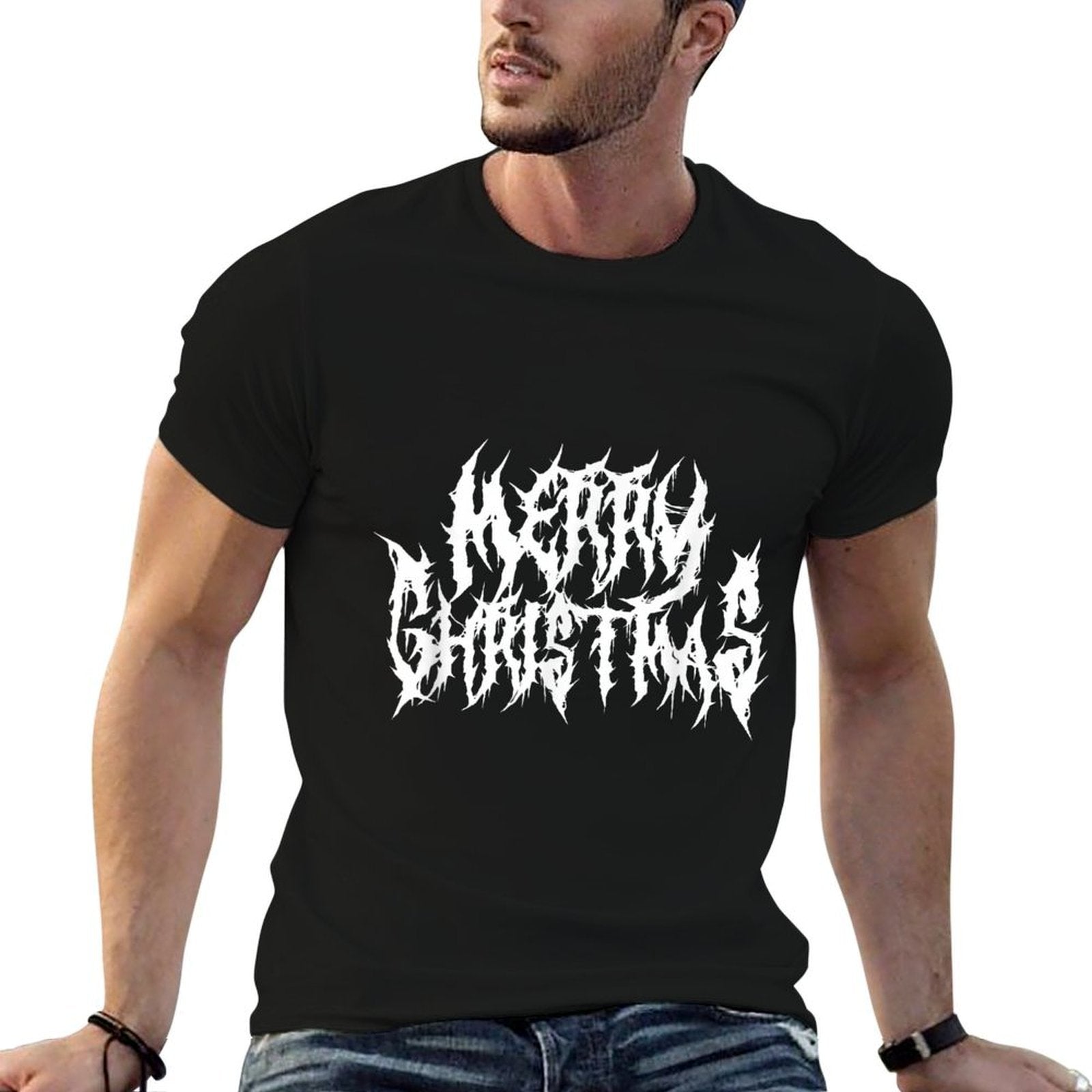 Merry Christmas. Death Metal, Black Metal, Funny Goth Xmas  Wrinkle-resistant T-Shirt