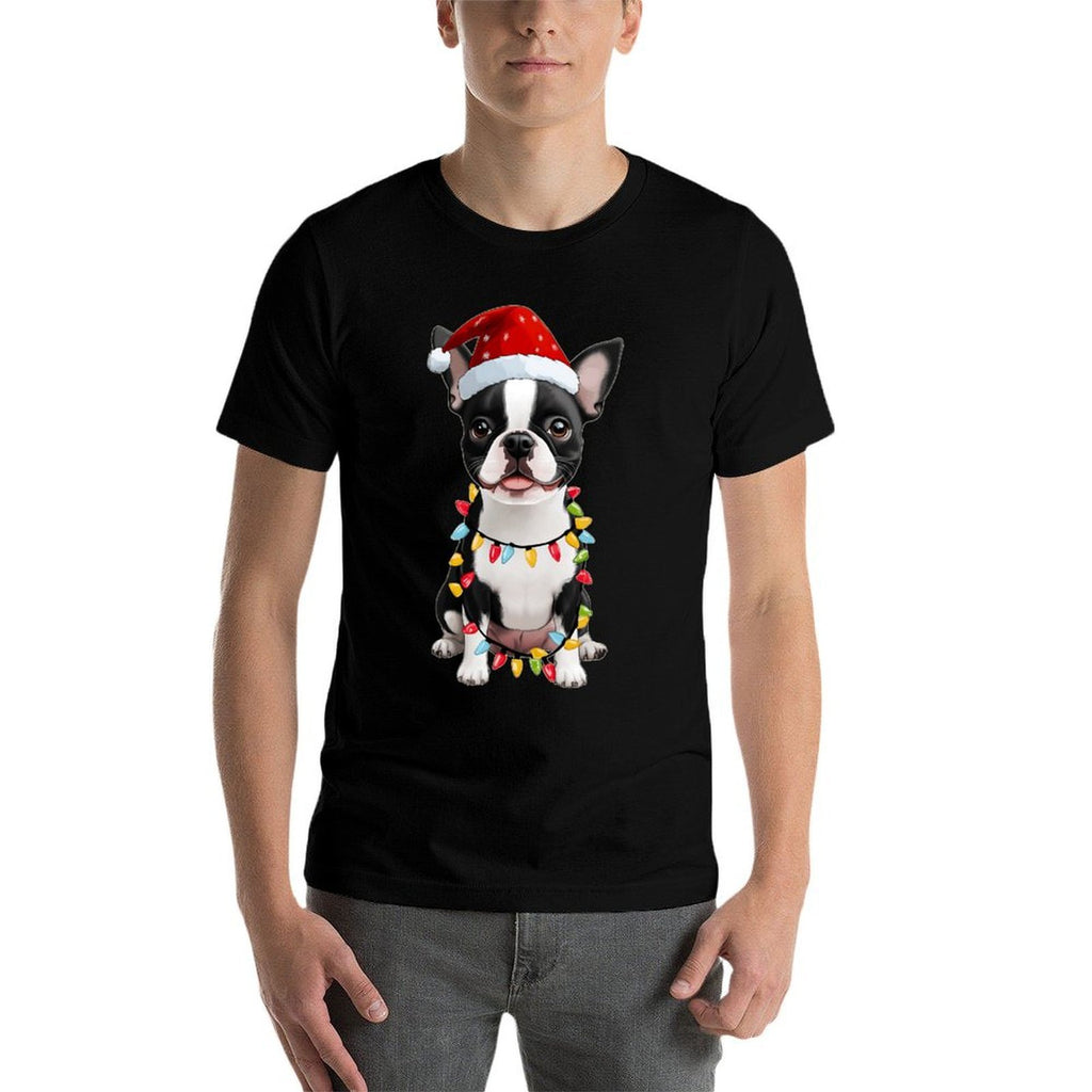 Boston Terrier Christmas Hat Xmas  Affordable Price T-Shirt