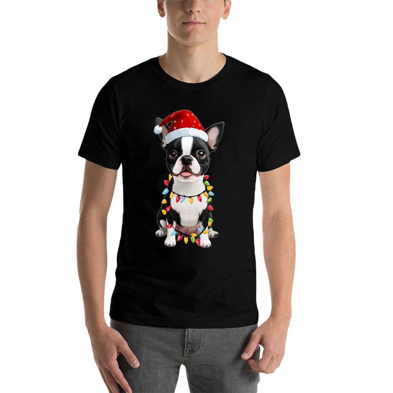 Boston Terrier Christmas Hat Xmas  Affordable Price T-Shirt