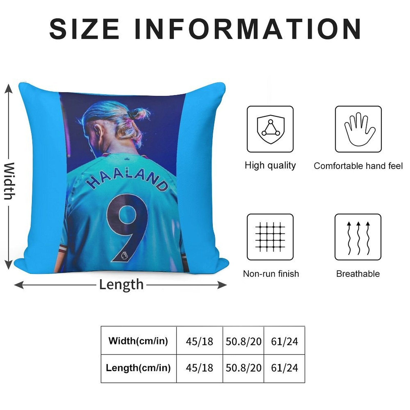 Erling Haaland Soft Shrink-Resistant Throw Pillow