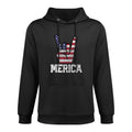 Merica Rock Sign 4th of July Vintage American Retro USA Adjustable Hood Hoodie