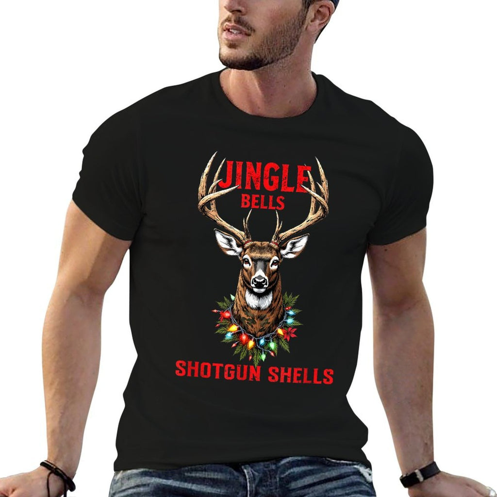 Christmas Deer Hunting Dashing Through Snow Jingle Bells  Stretchy T-Shirt