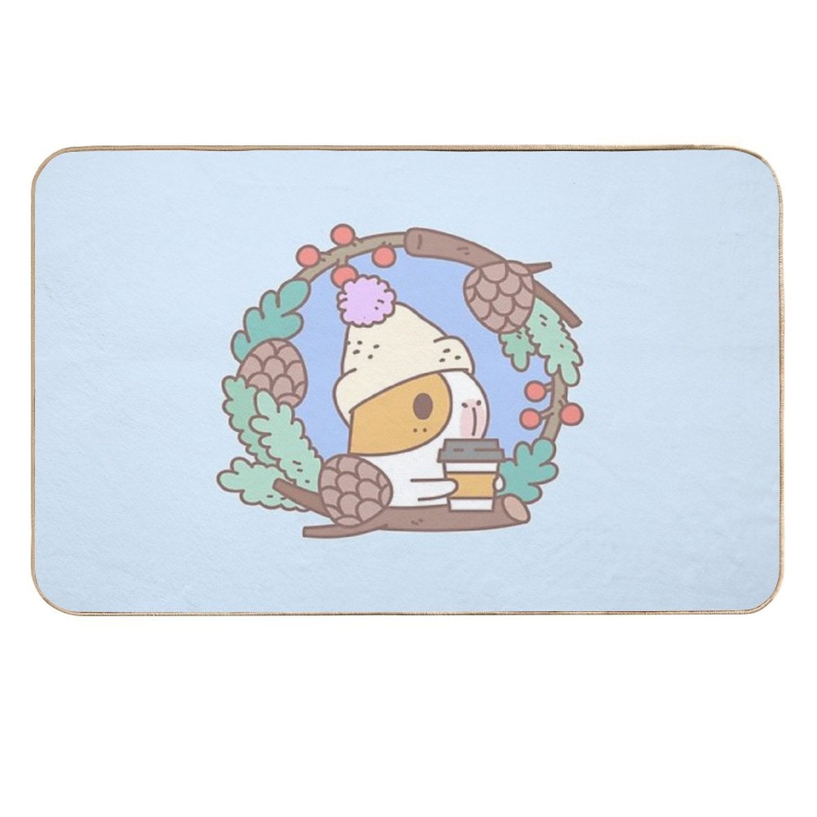 Bubu The Guinea Pig, Fall Coffee  Slip-Resistant Bath Mat