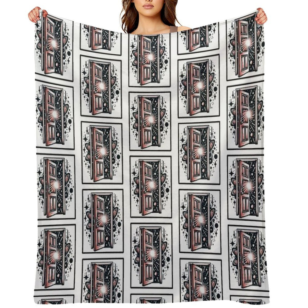 Planetary Cosmic Space Doorway Flash Tattoo Art Design Versatility Throw Blanket