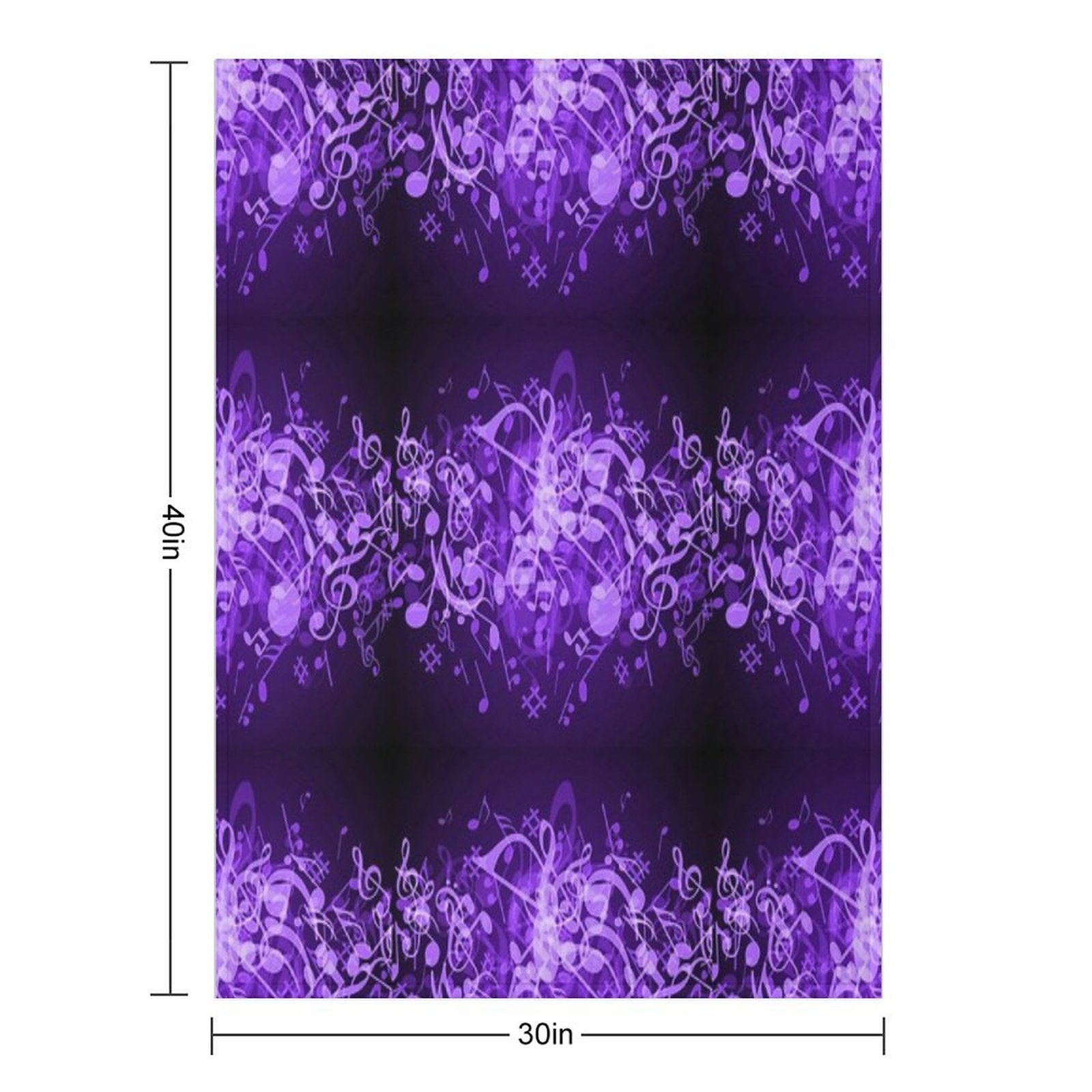 Purple Glow Music Notes Travel-friendly Throw Blanket