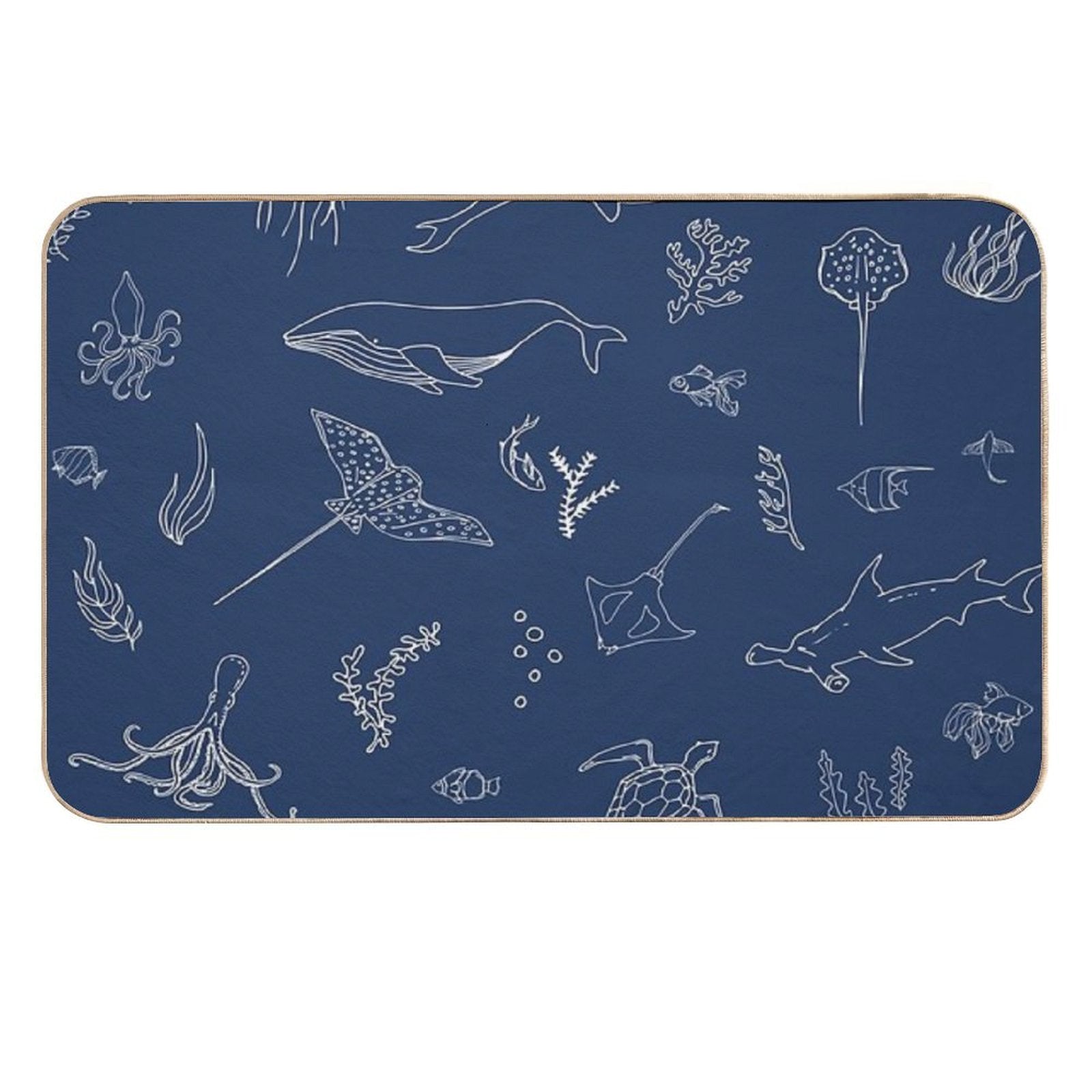 Under The Sea Navy  Odorless Bath Mat