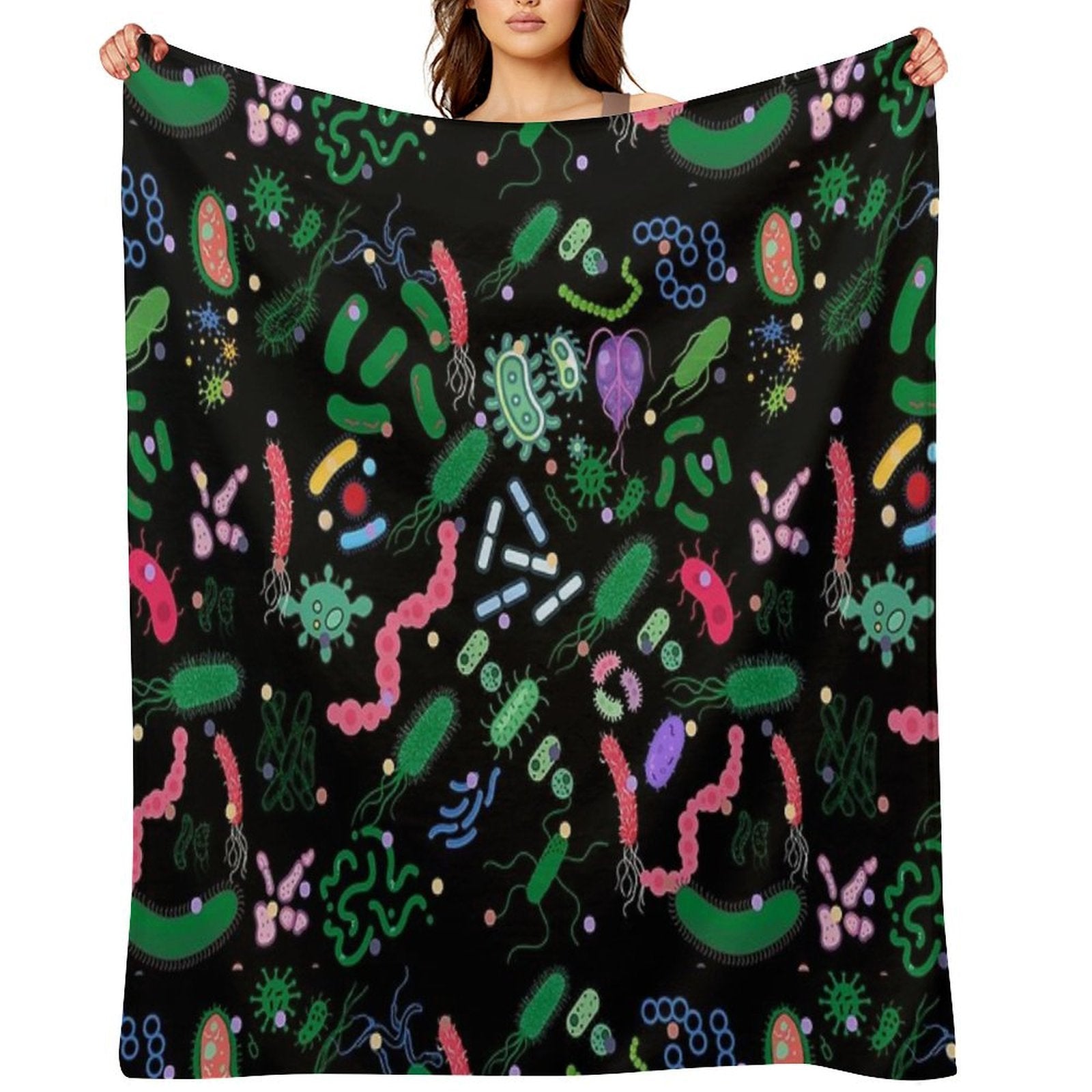 Microbiologist Pattern Microbes, Virus, Bacteria-microbiology Quick-dry Throw Blanket