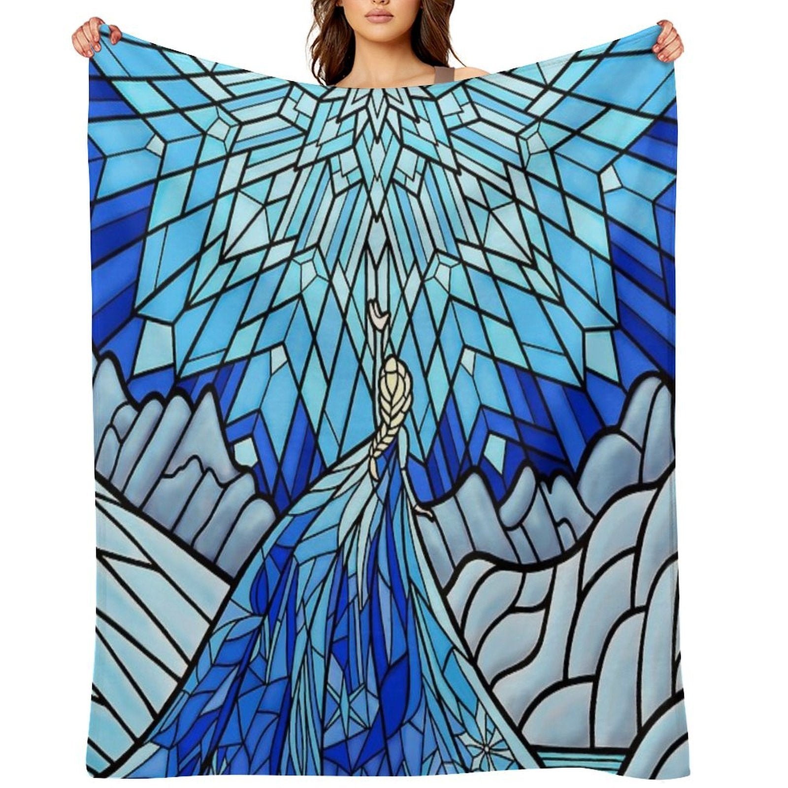 Frozen Fractals in The Stained Glass Window Multi-functional Throw Blanket