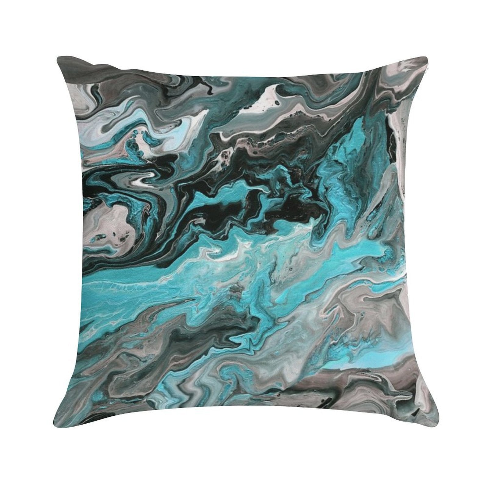 Turquoise Vein Marble Soft Fade-Resistant Throw Pillow