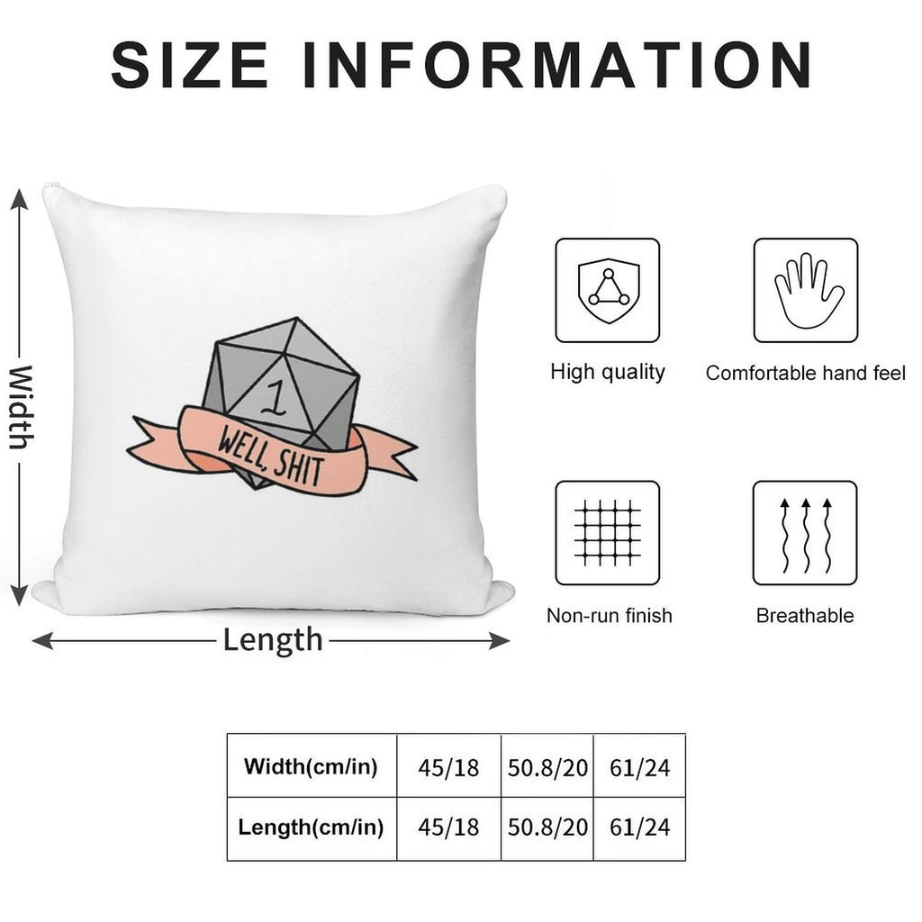 D20 - Well, Shit Soft Bedroom Essential Throw Pillow