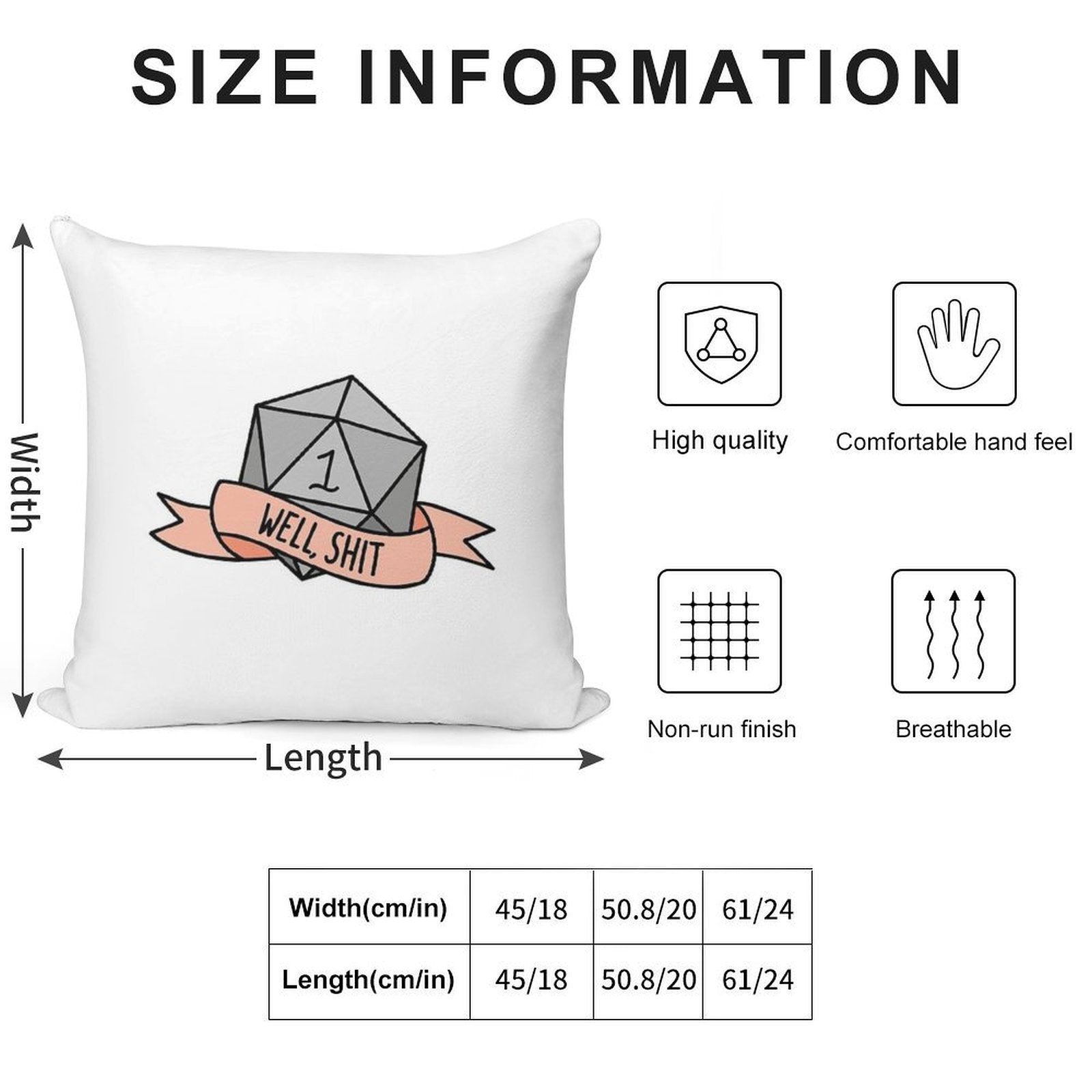 D20 - Well, Shit Soft Bedroom Essential Throw Pillow