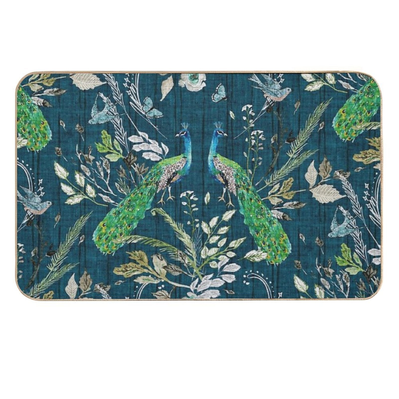 Peacock Chinoiserie (teal)  Odorless Bath Mat