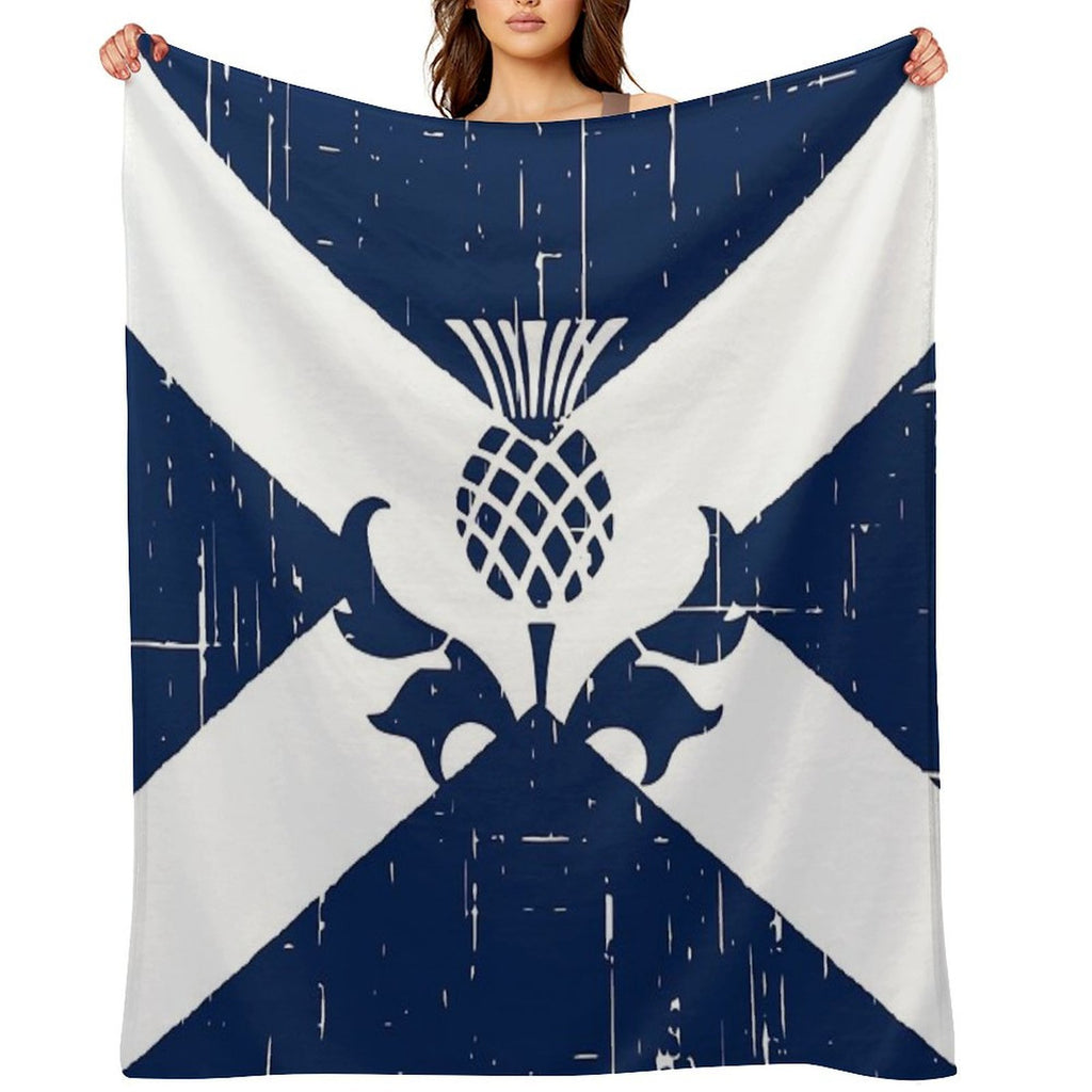 Saltire Scottish Flag And Scottish Thistle Comfort Throw Blanket