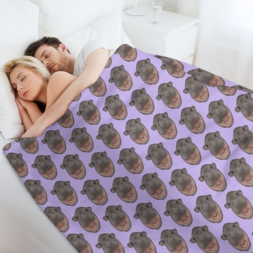 Moo Deng Pygmy Hippo Screaming (purple) Quick-dry Throw Blanket