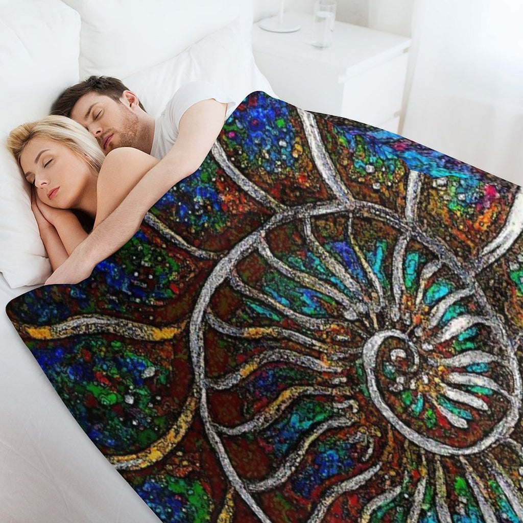 Ammonite Fossil Macro Abstract Art Anti-pilling Throw Blanket