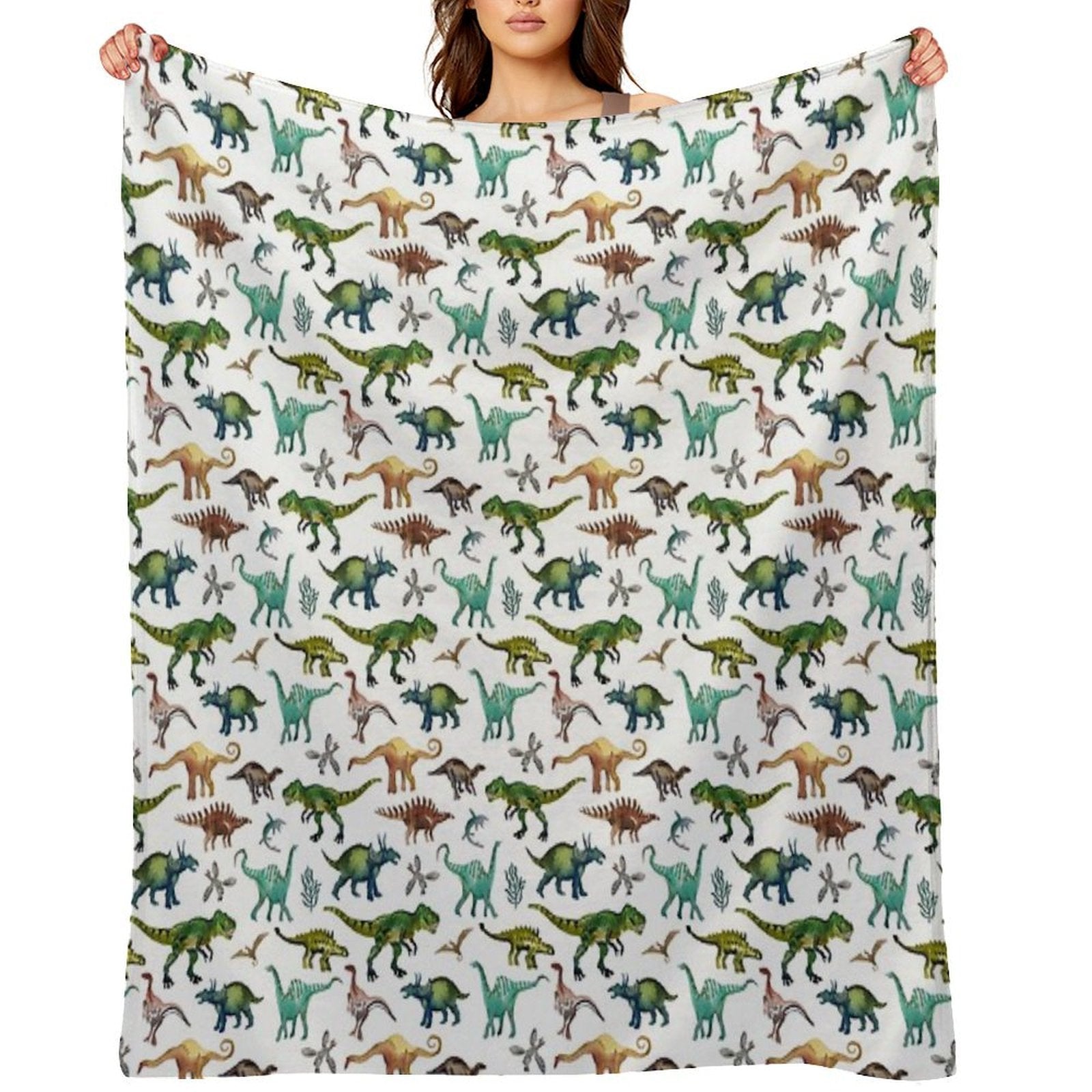 Dino-Mite Dreams for Kids  Trendy Dinosaur Pattern  Unique Gift Idea. Travel-friendly Throw Blanket