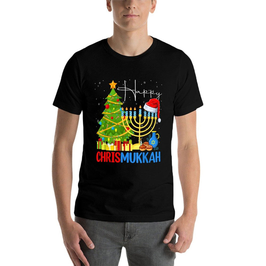 Happy Chrismukkah Merry Christmas Happy Chanukah Jewish  High-quality Stitching T-Shirt