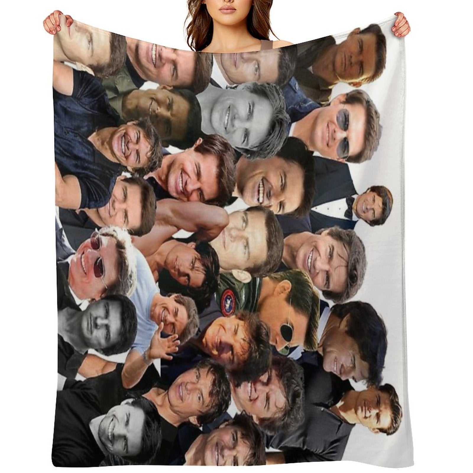 Tom Cruise Photo Collage Travel-friendly Throw Blanket