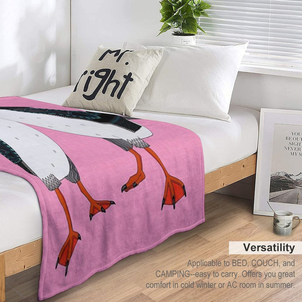 Puffin Pair Pink Sustainable Throw Blanket