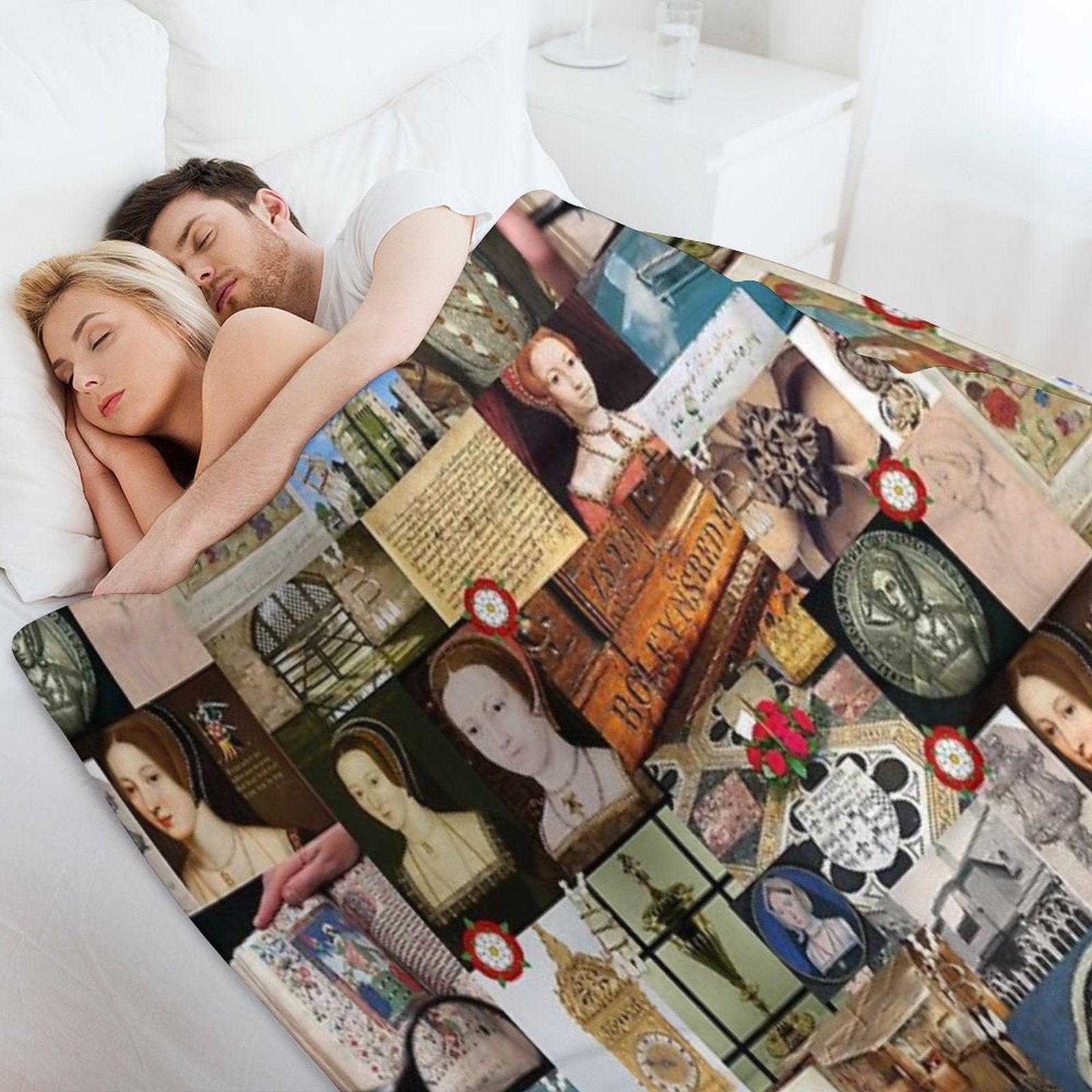 Anne Boleyn Collage Easy Care Throw Blanket