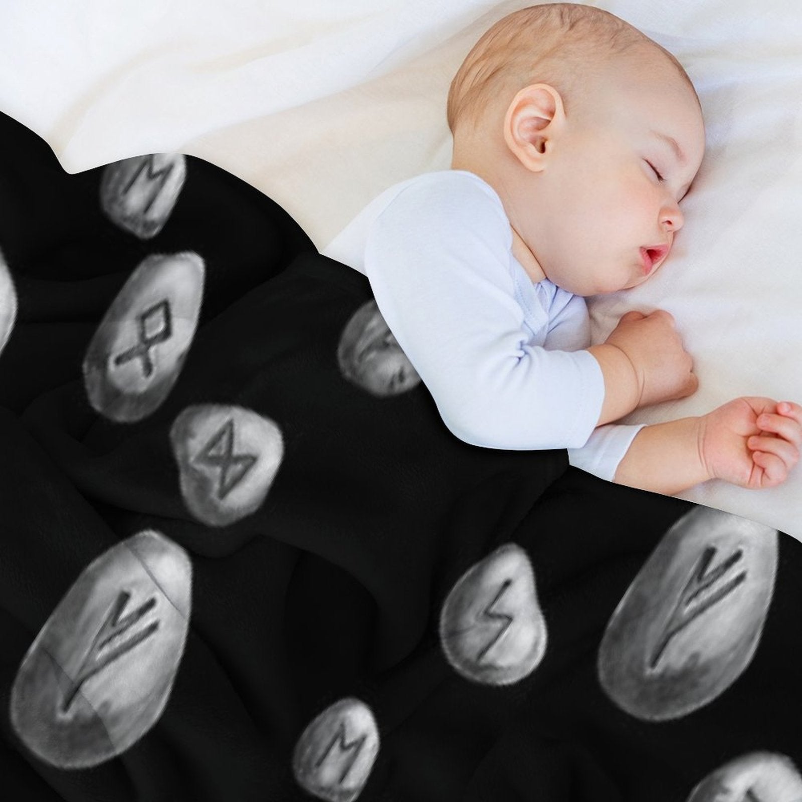 Runestones on Black Eco-conscious Throw Blanket