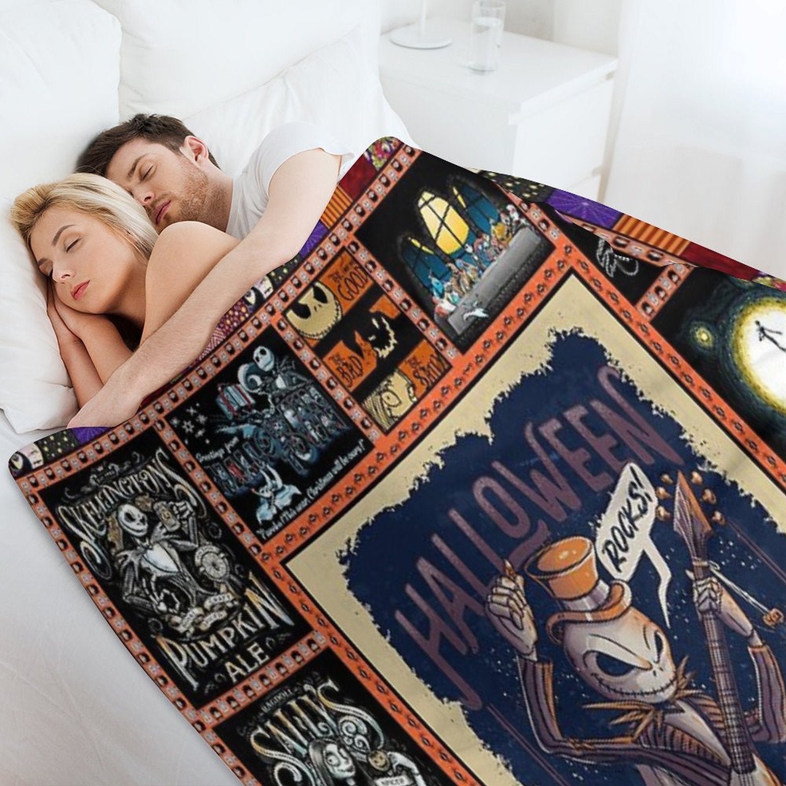 Jack Skeleton Photo Collage Gifts Multi-functional Throw Blanket