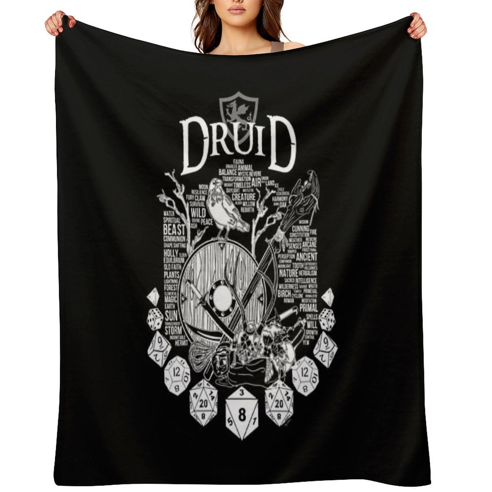 RPG Class Series Druid - White Version Gift-ready Throw Blanket
