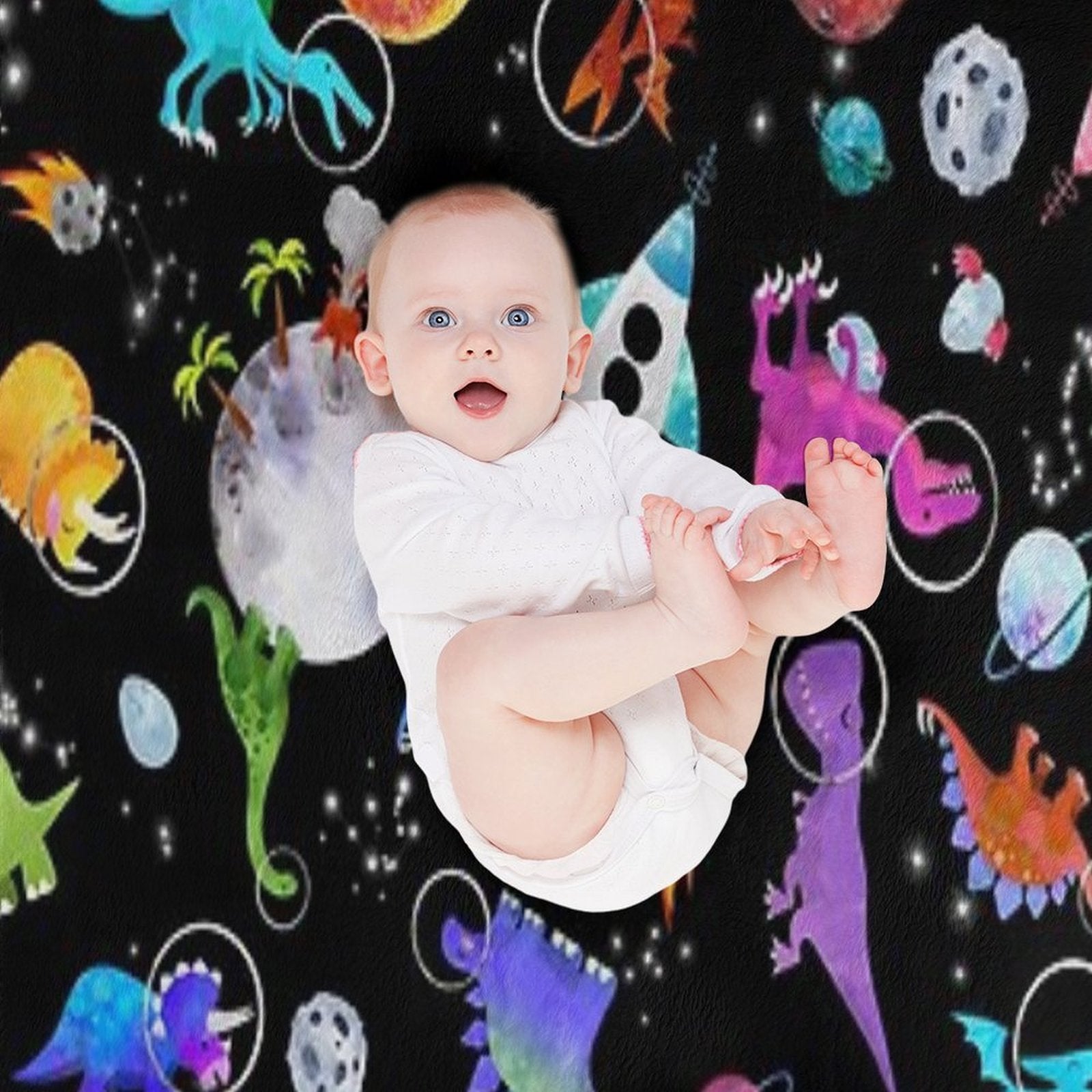 Dinosaur Astronauts In Outer Space Anti-pilling Throw Blanket
