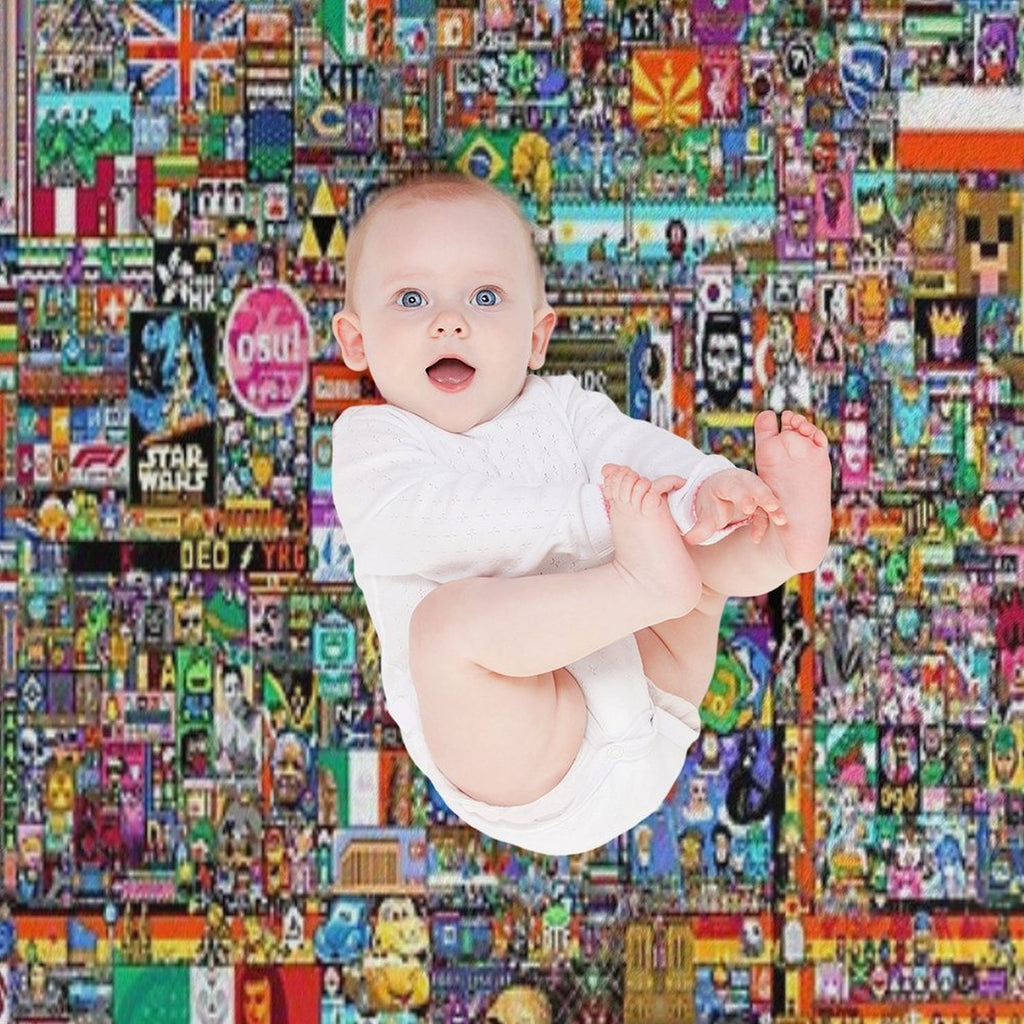 R Place Pixel Art Travel-friendly Throw Blanket