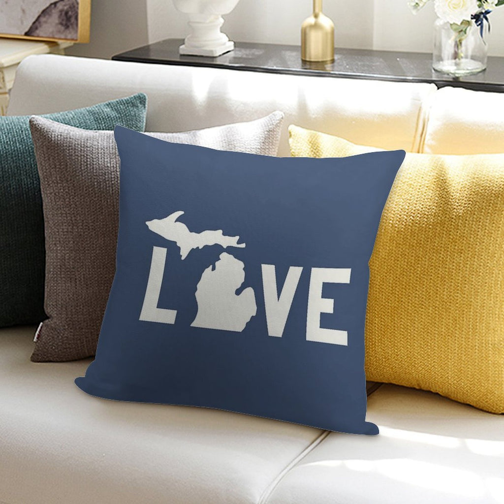 Michigan Love - All White Soft Fade-Resistant Throw Pillow