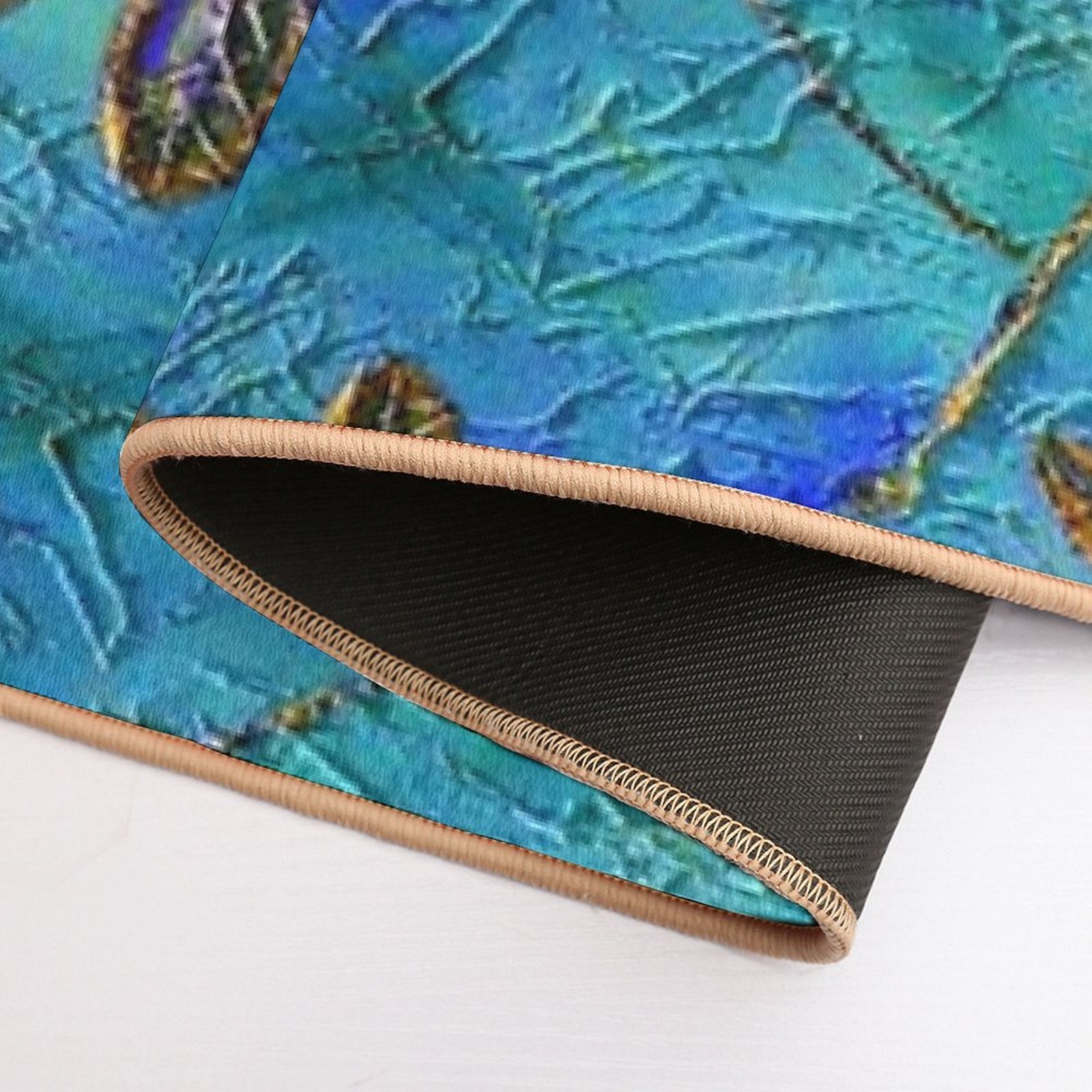 Dragonfly Dance Blue Gold Durable Bath Mat