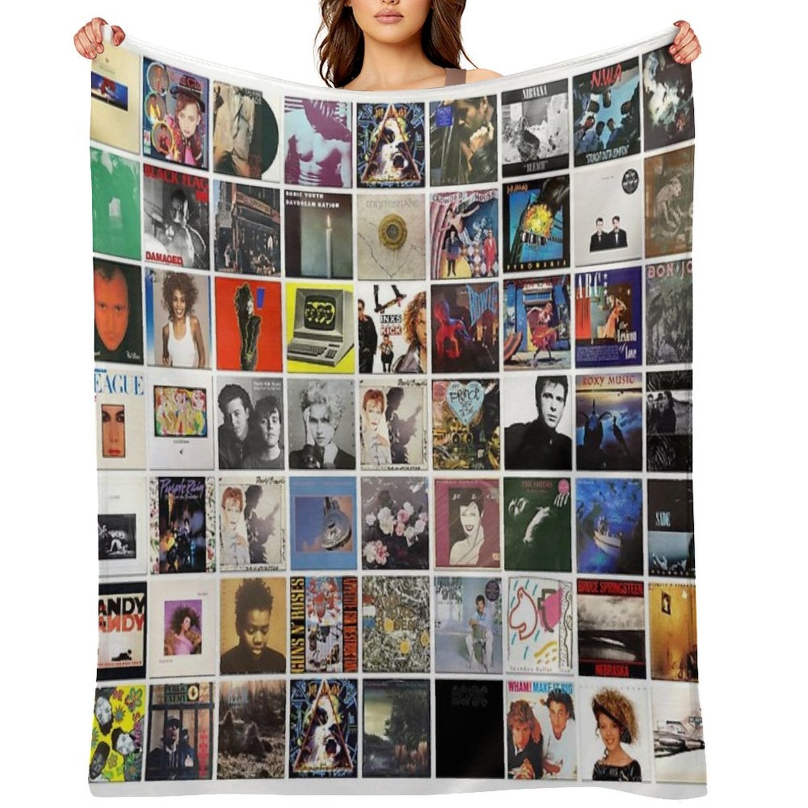 80s Vinyl Covers - 1980s Music - Vintage Album Cover Art Durable Throw Blanket