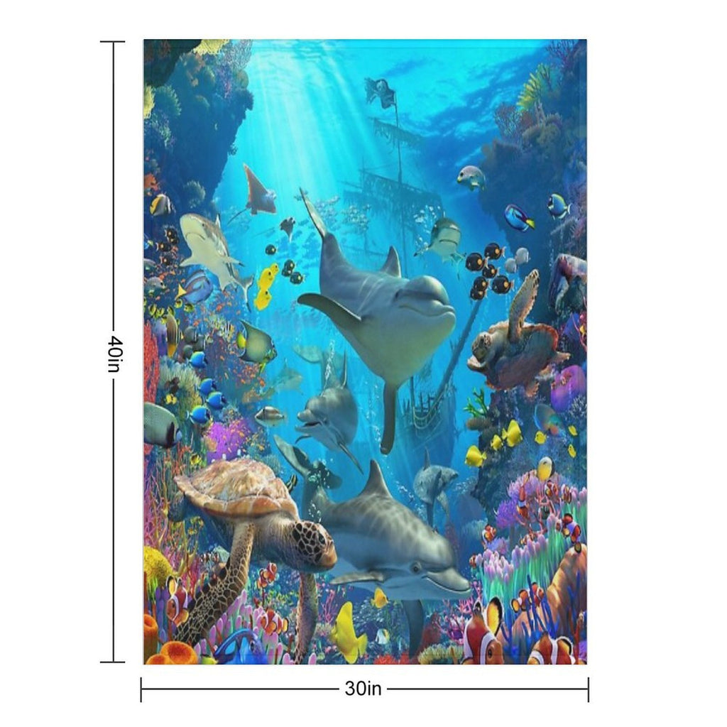 Dolphin Playground Travel-friendly Throw Blanket